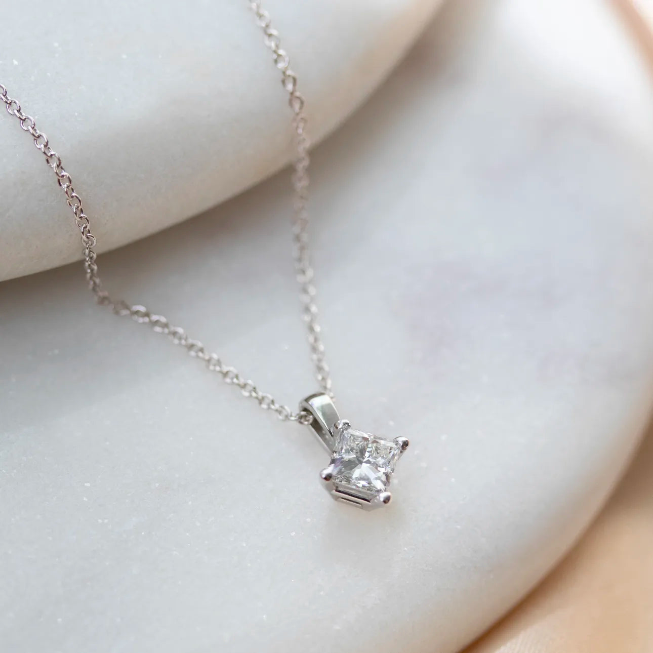 Princess Lab Grown Diamond Classic Pendant With Chain, EF Color, VS Clarity, IGI Certified