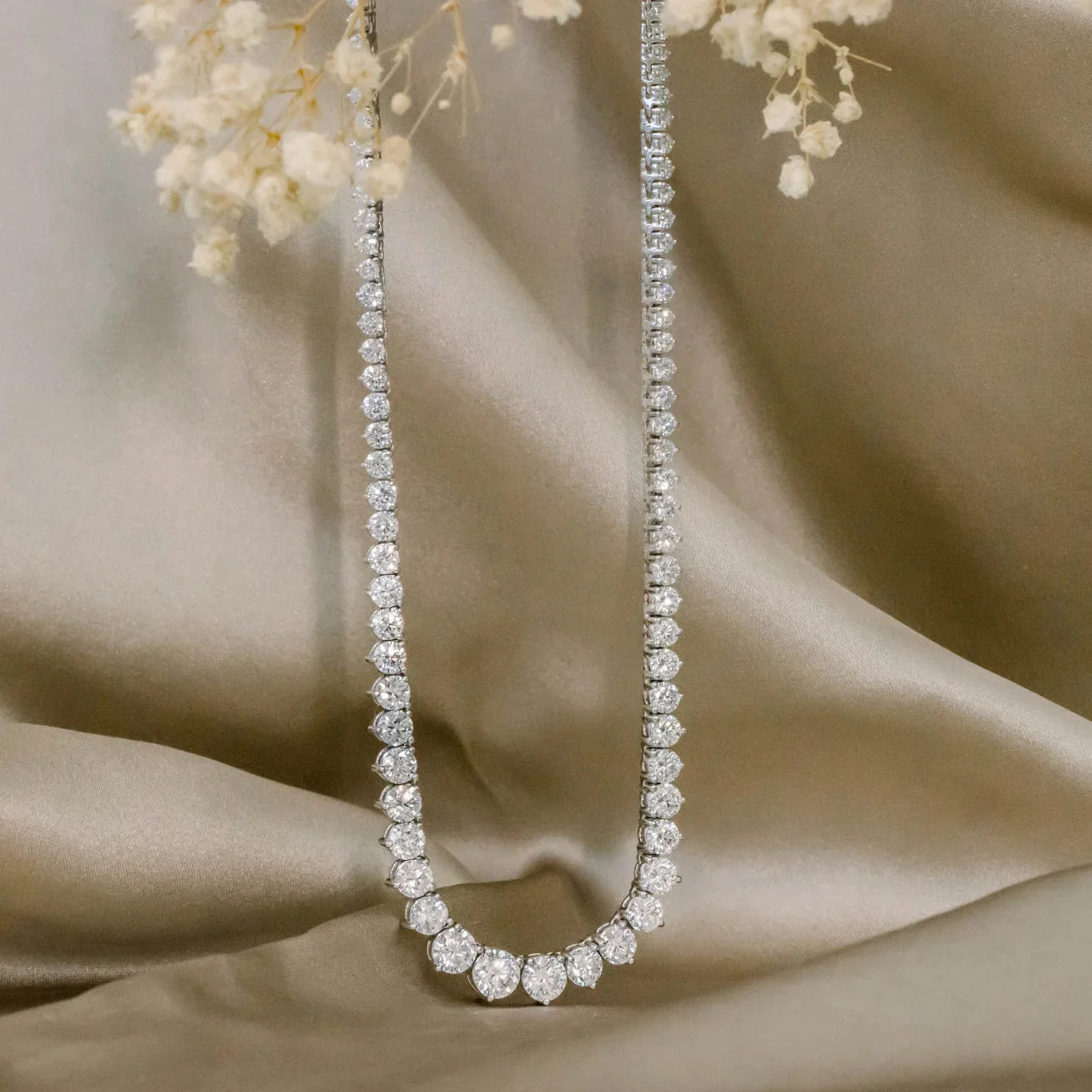 Round Lab Grown Diamond Riviera Choker, EF Color, VS Clarity, IGI Certified