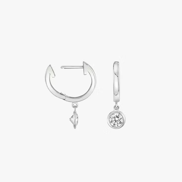 Knife-Edge Bezel Drop Huggie Hoop