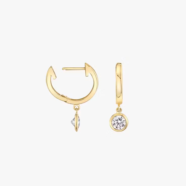 Knife-Edge Bezel Drop Huggie Hoop