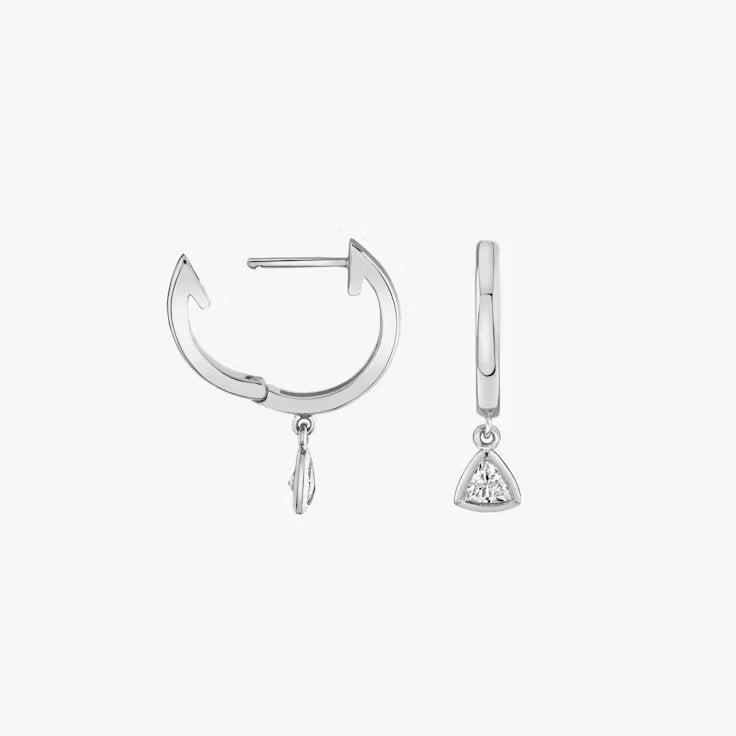 Knife-Edge Bezel Drop Huggie Hoop