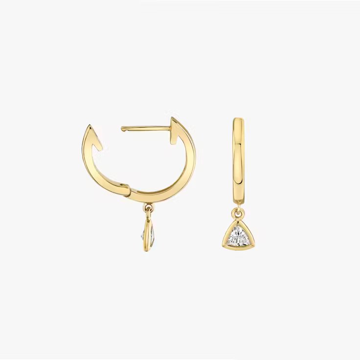 Knife-Edge Bezel Drop Huggie Hoop