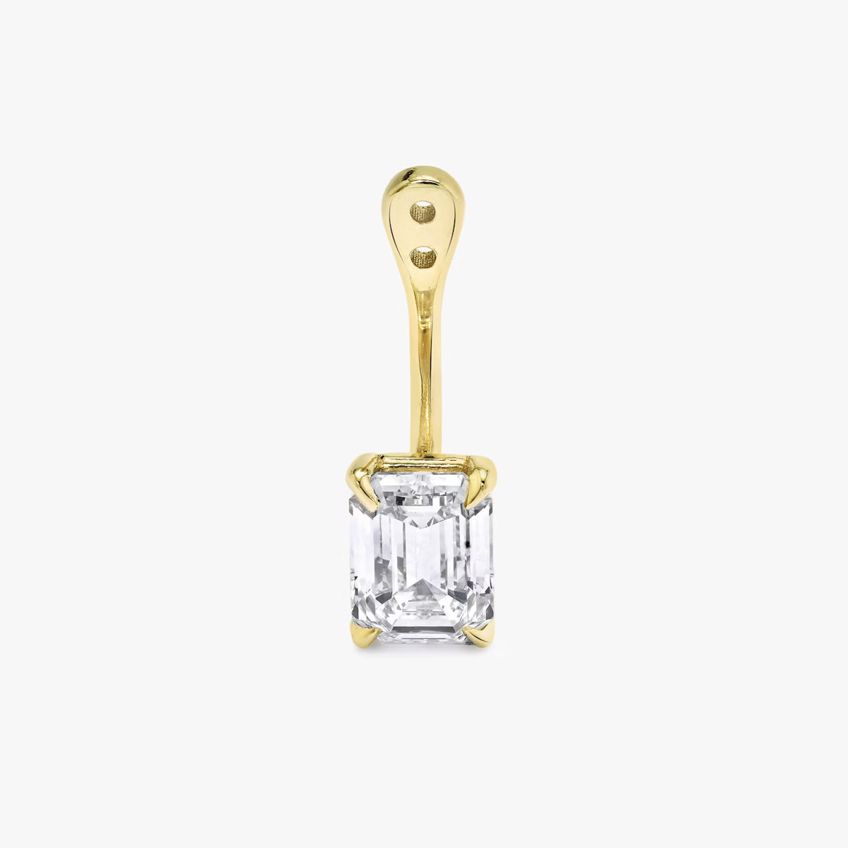 Lab Grown Diamond Solitaire Drop Ear Jacket | 0.50–1ct Options | 14K Yellow Gold | Customizable Stud Enhancer