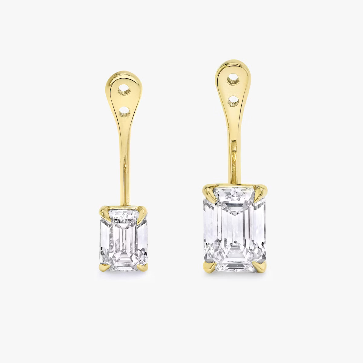 Lab Grown Diamond Solitaire Drop Ear Jacket | 0.50–1ct Options | 14K Yellow Gold | Customizable Stud Enhancer