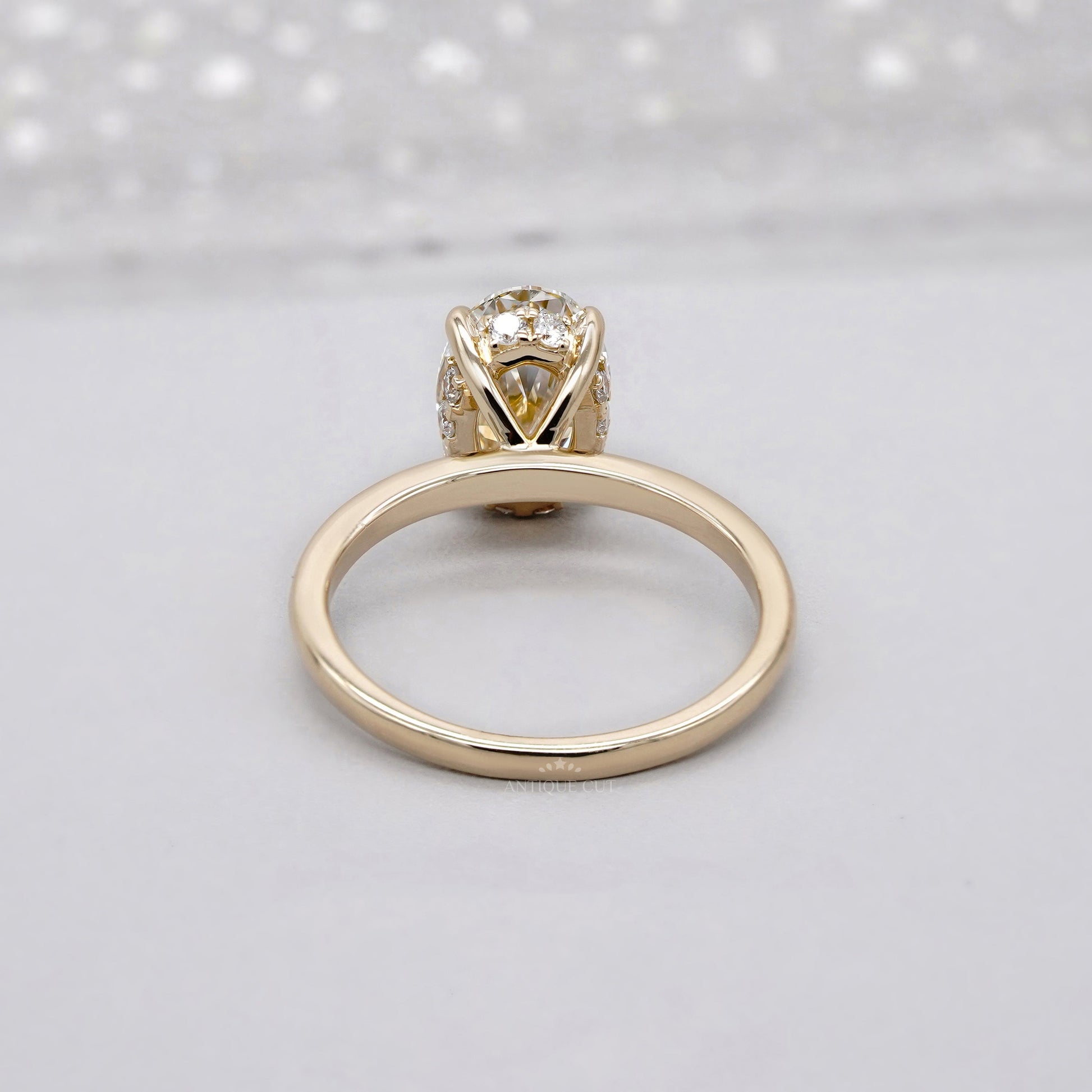 2.20tcw Oval Lab-Grown Diamond Engagement Ring | 2.00ct Center + Hidden Halo Side Stones | 14K Yellow Gold | IGI Certified