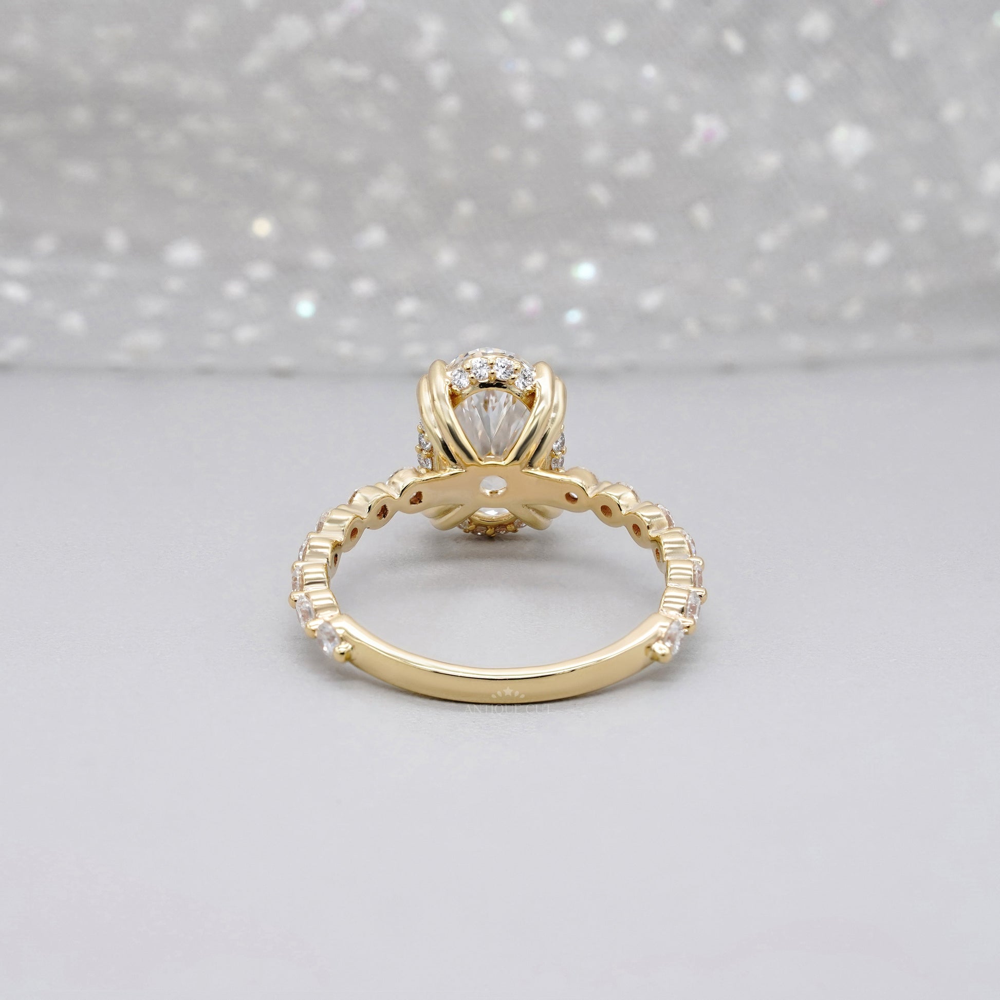 Oval 3.00tcw Lab Grown Diamond Engagement Ring | 2.40ct Oval Center + 0.60ct Side Stones | IGI Certified | Yellow Gold