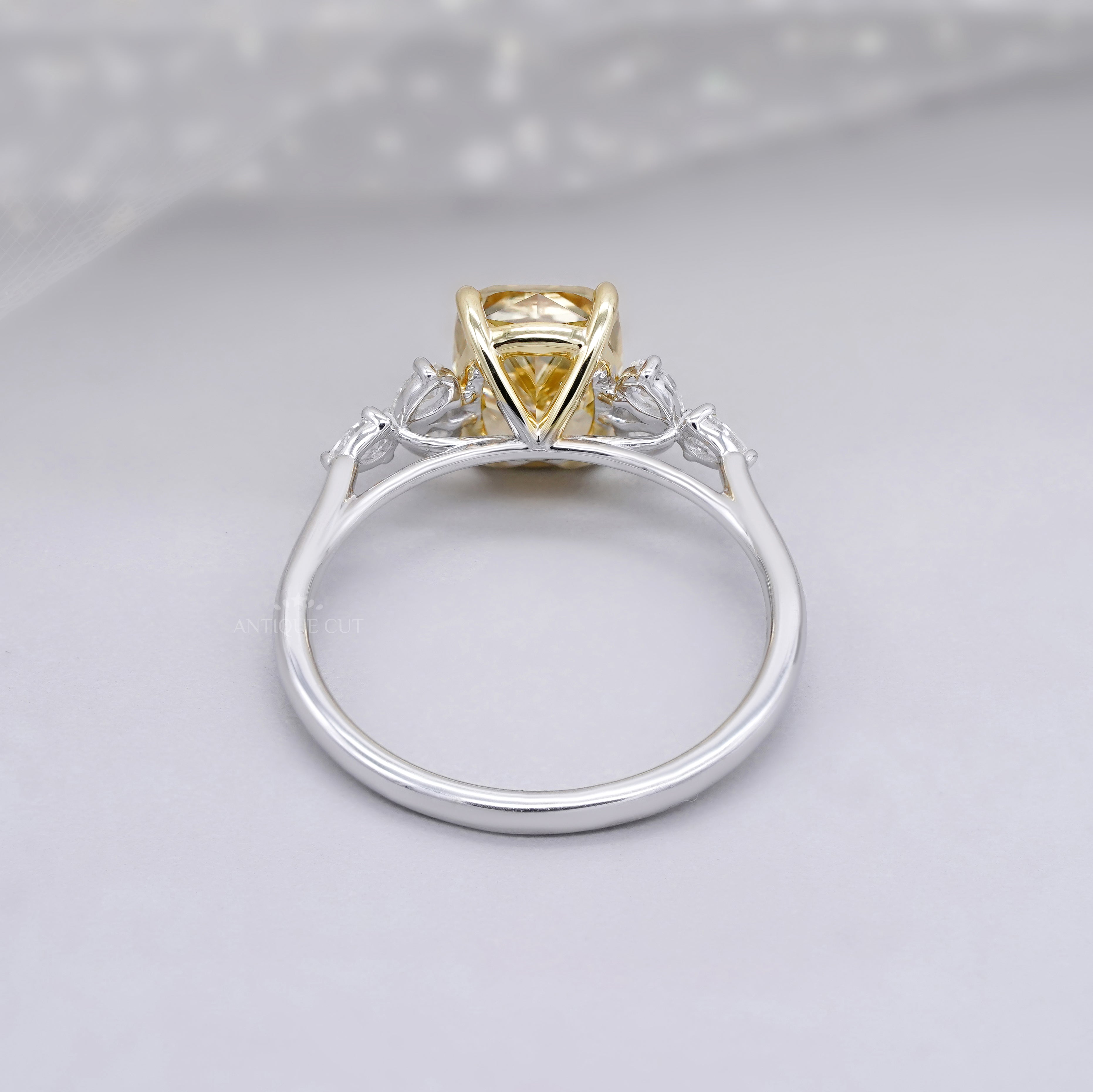 Cushion 3.20tcw Lab Diamond Engagement Ring | 2.5ct Center | IGI Certified | VVS–VS | White Gold