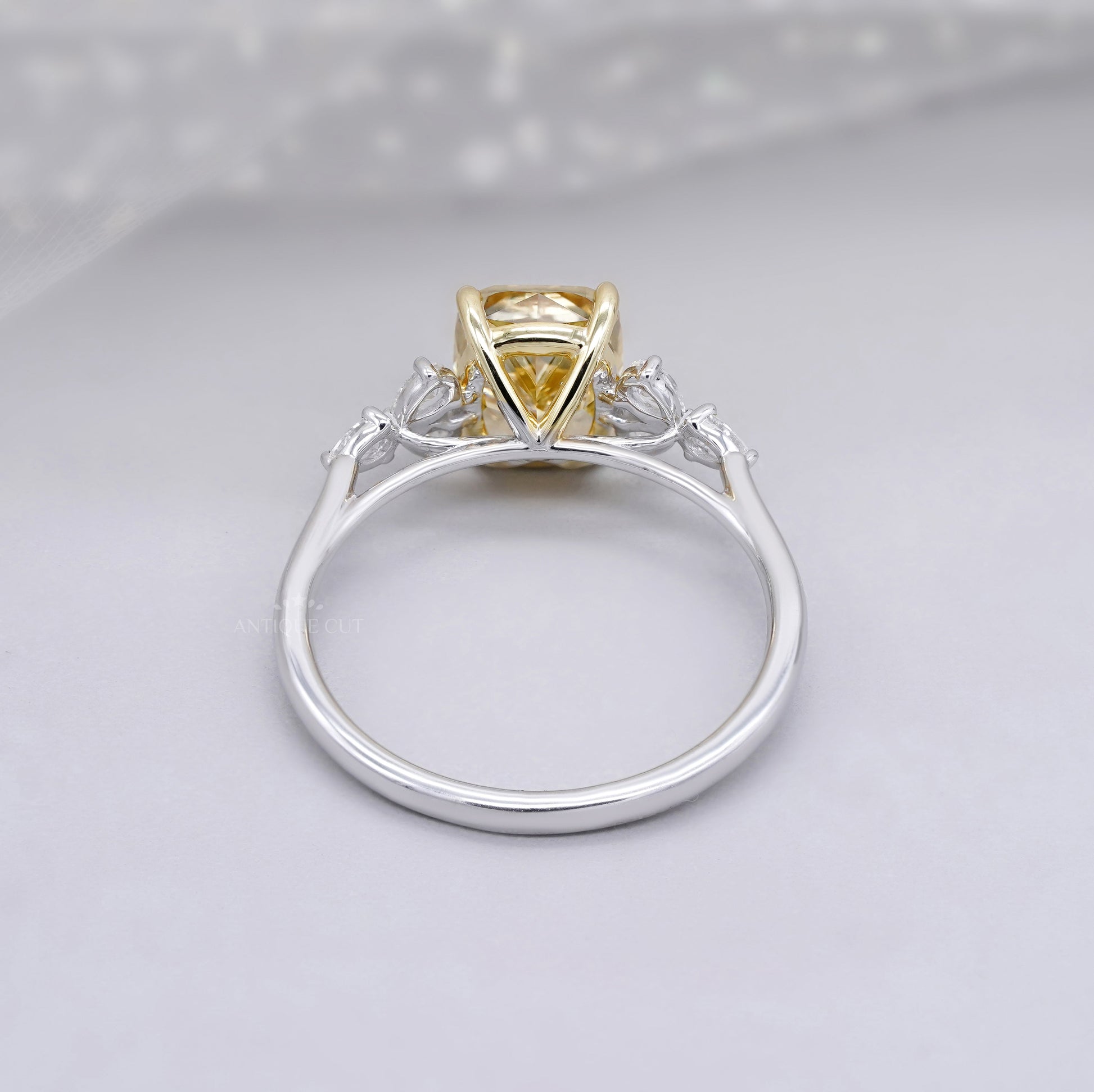 Cushion 3.20tcw Lab Diamond Engagement Ring | 2.5ct Center | IGI Certified | VVS–VS | White Gold