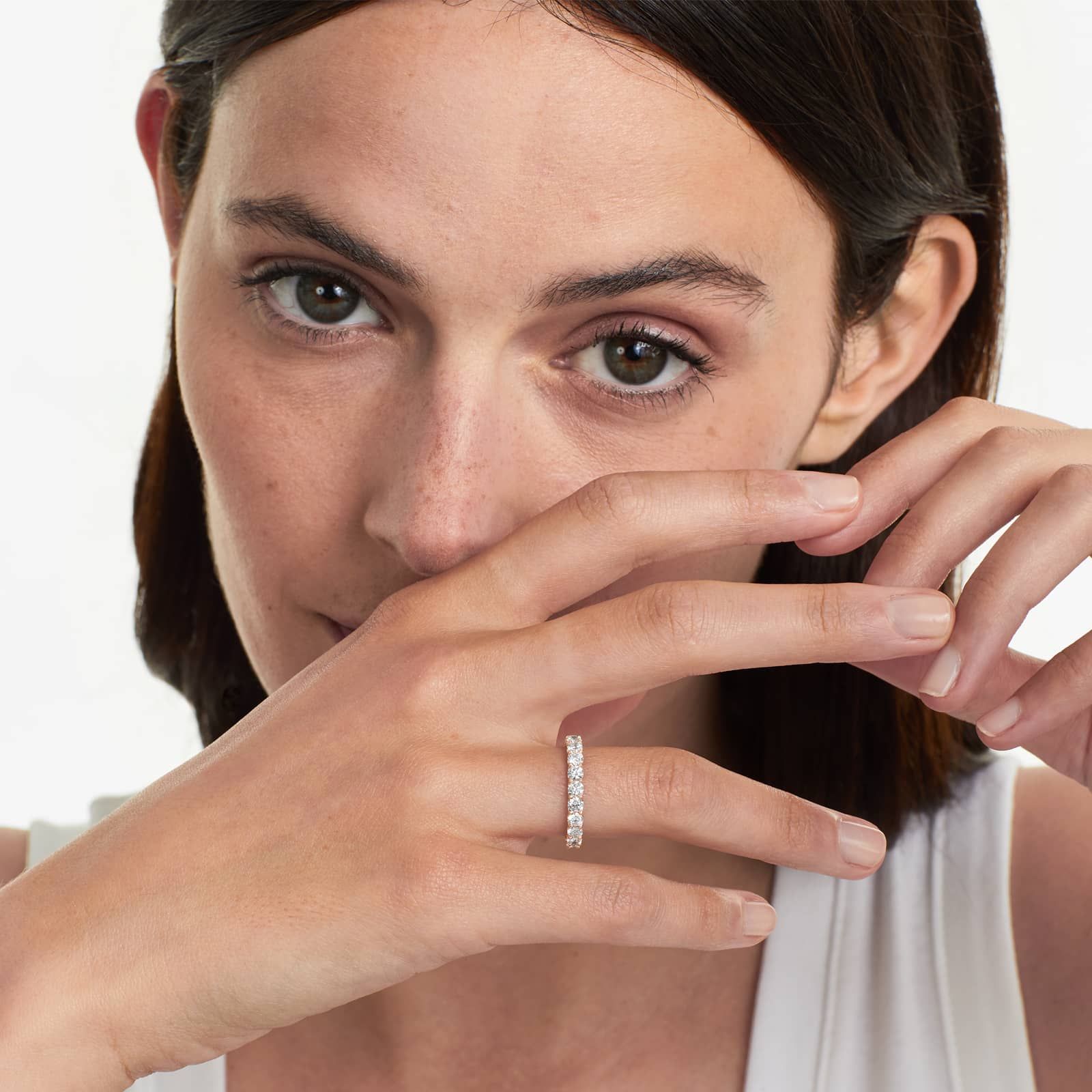 Shared Prong Contour Lab Grown Diamond Eternity Ring , EF Color, VS Clarity, IGI Certified