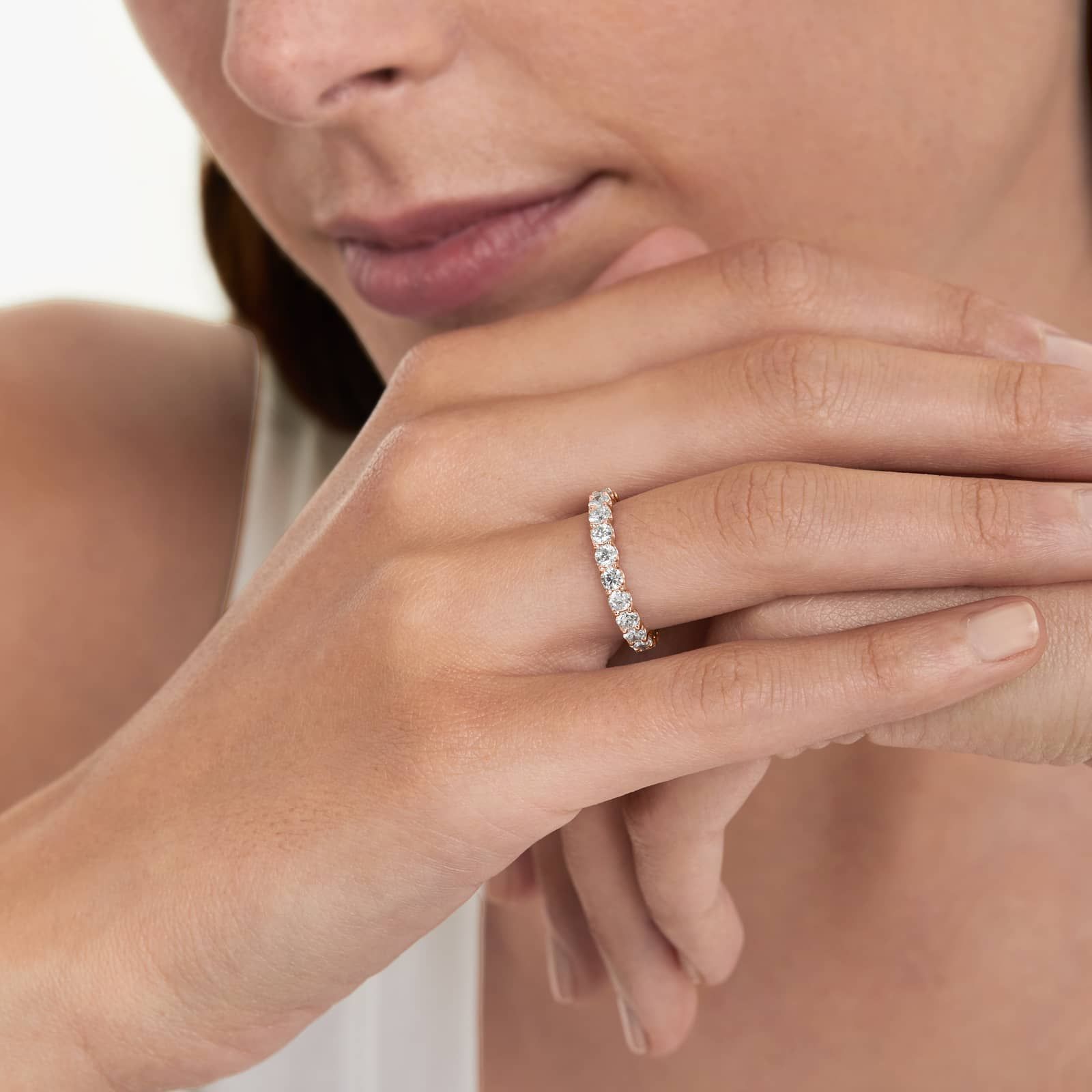 Shared Prong Contour Lab Grown Diamond Eternity Ring , EF Color, VS Clarity, IGI Certified