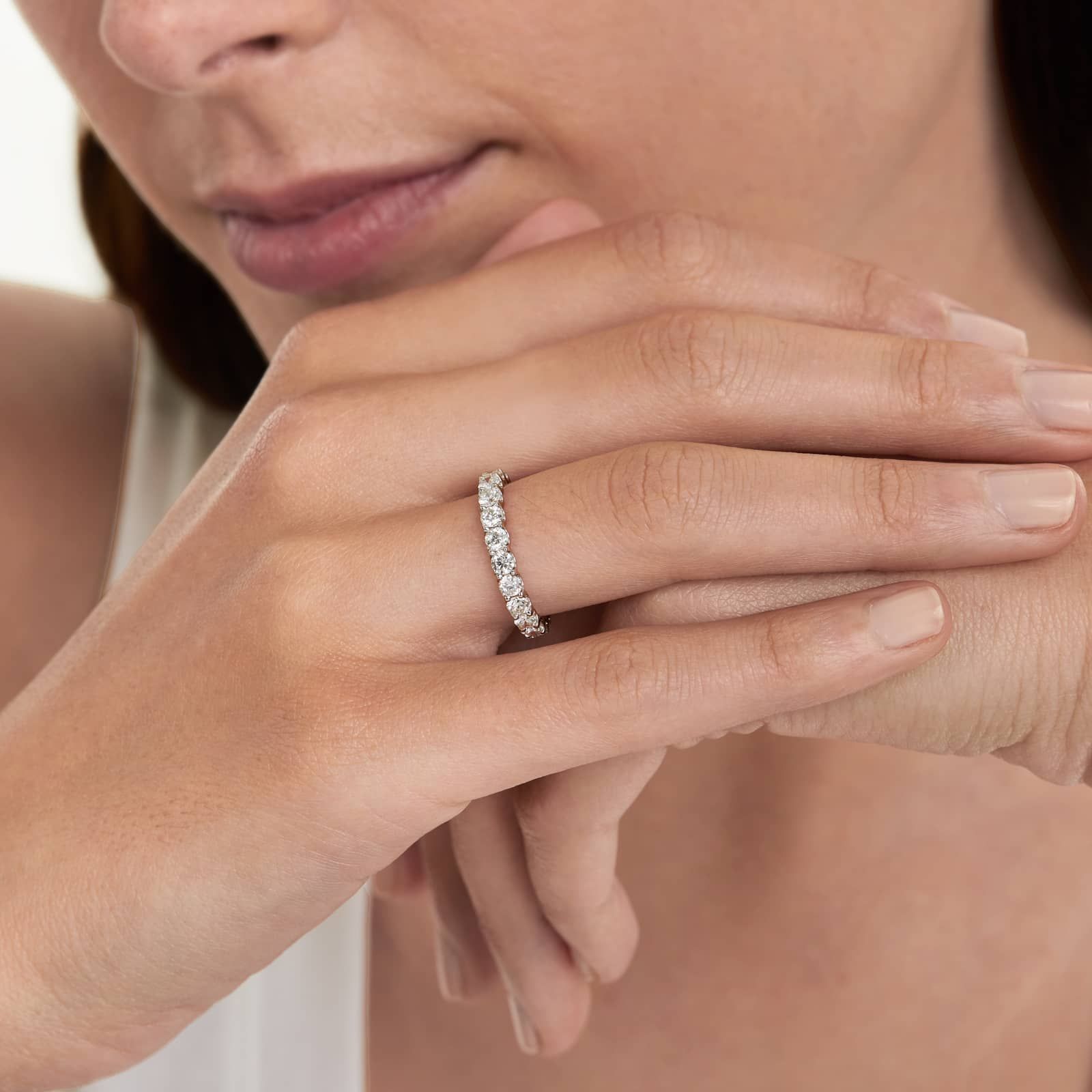 Shared Prong Contour Lab Grown Diamond Eternity Ring , EF Color, VS Clarity, IGI Certified