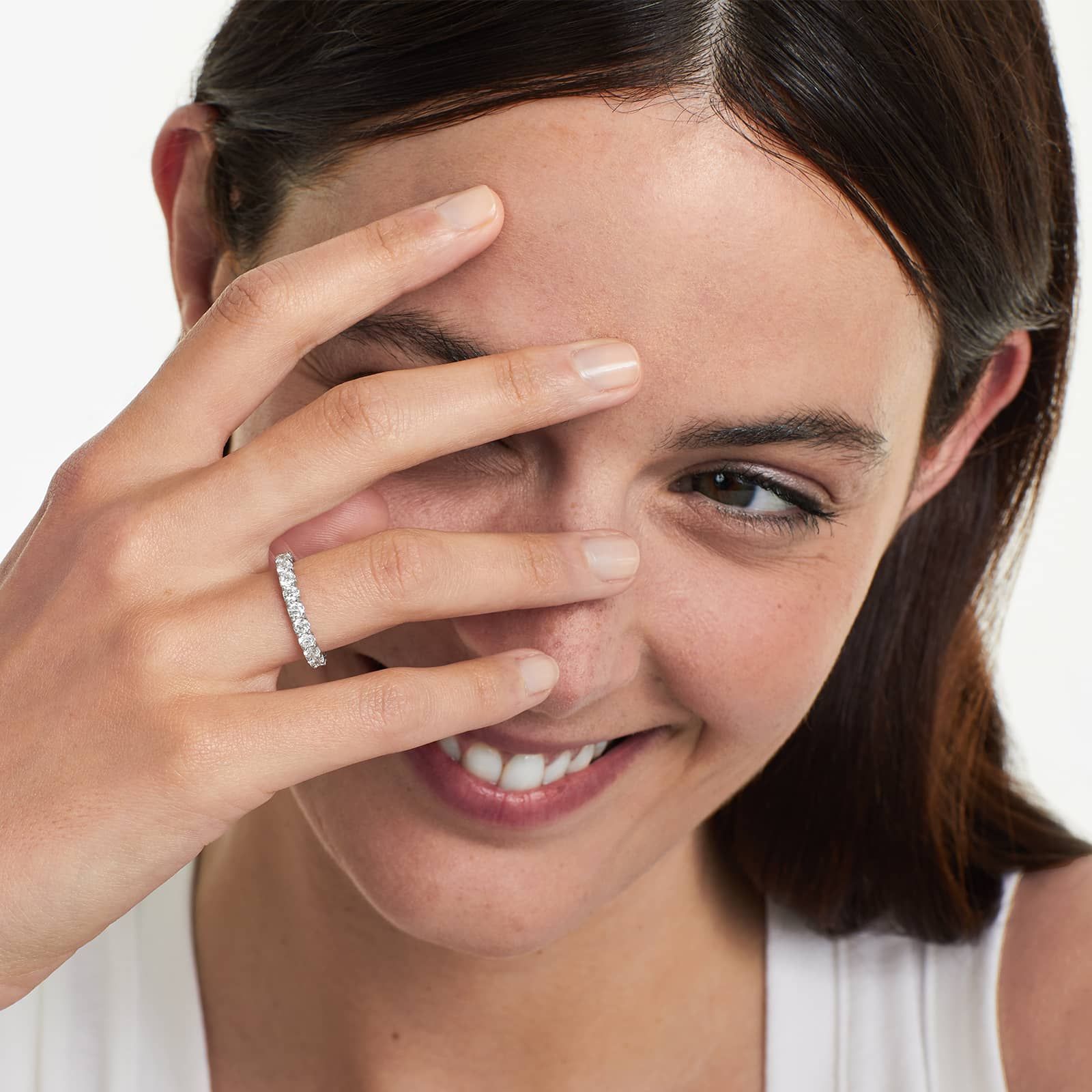 Shared Prong Contour Lab Grown Diamond Eternity Ring , EF Color, VS Clarity, IGI Certified