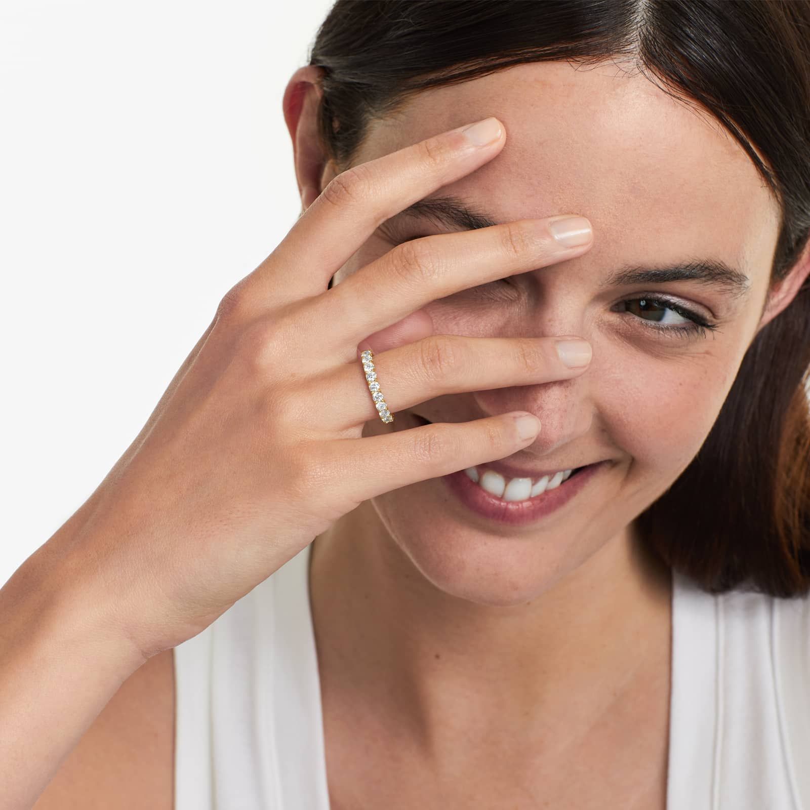 Shared Prong Contour Lab Grown Diamond Eternity Ring , EF Color, VS Clarity, IGI Certified