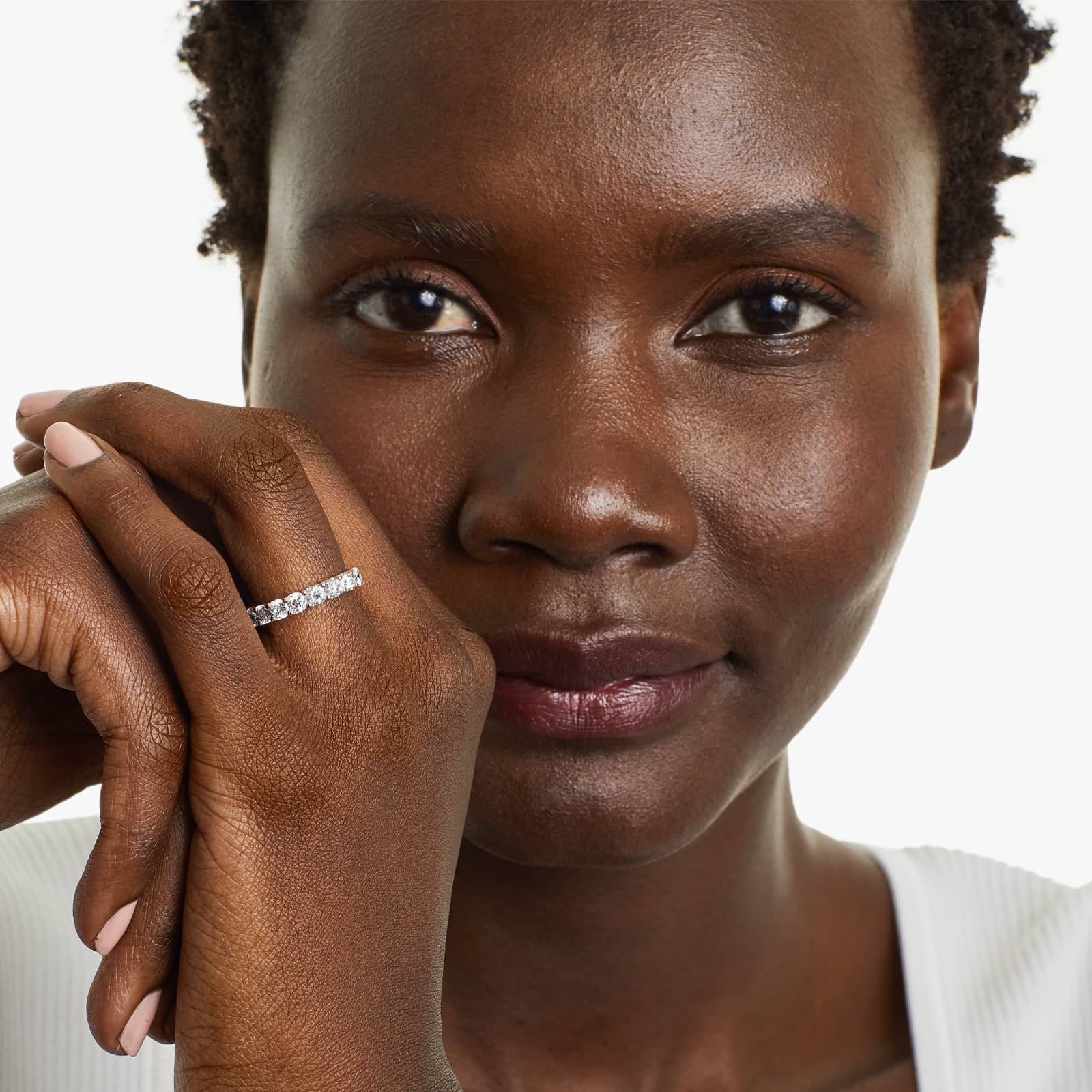 Shared Prong Contour Lab Grown Diamond Eternity Ring , EF Color, VS Clarity, IGI Certified