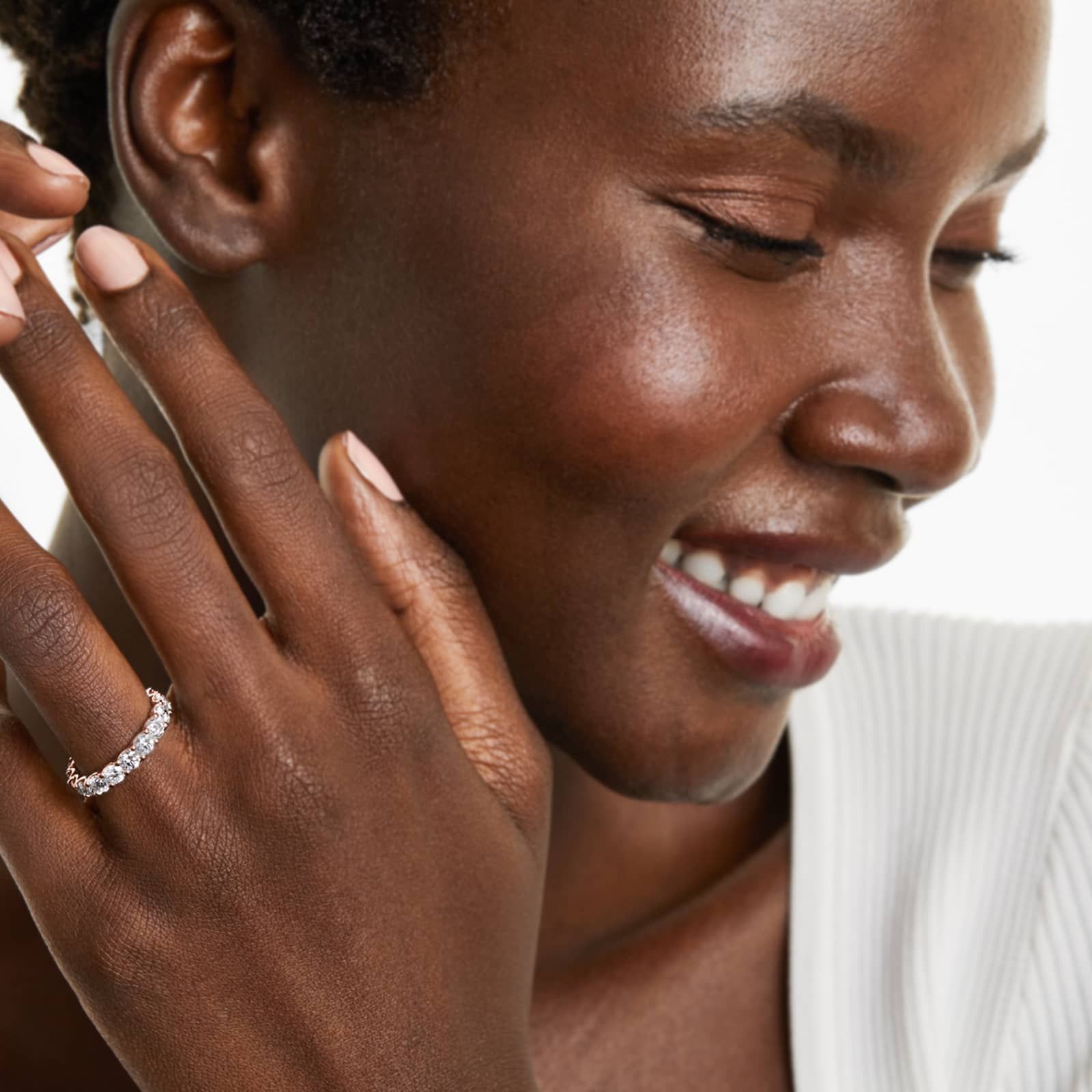 Shared Prong Contour Lab Grown Diamond Eternity Ring , EF Color, VS Clarity, IGI Certified