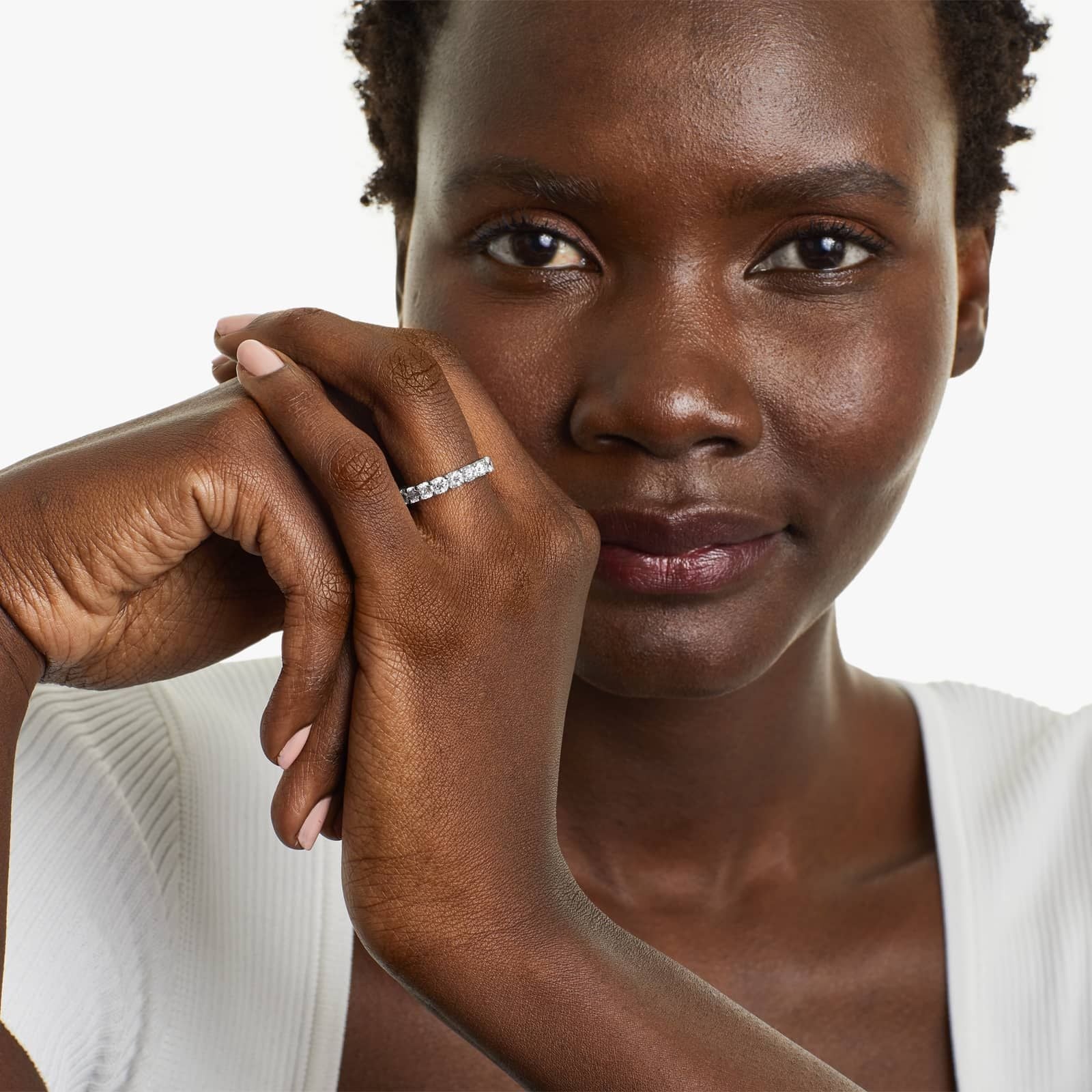 Shared Prong Contour Lab Grown Diamond Eternity Ring , EF Color, VS Clarity, IGI Certified