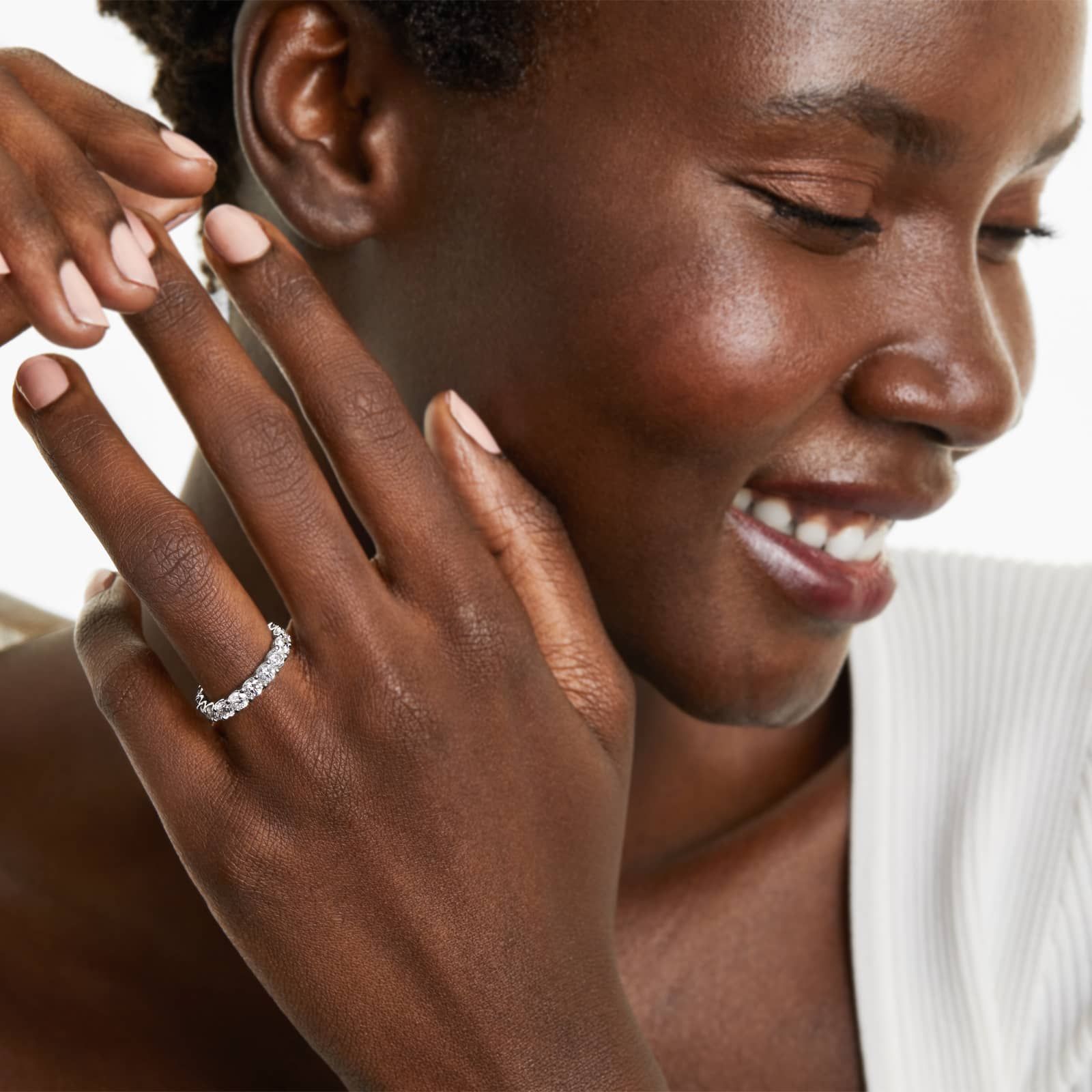 Shared Prong Contour Lab Grown Diamond Eternity Ring , EF Color, VS Clarity, IGI Certified