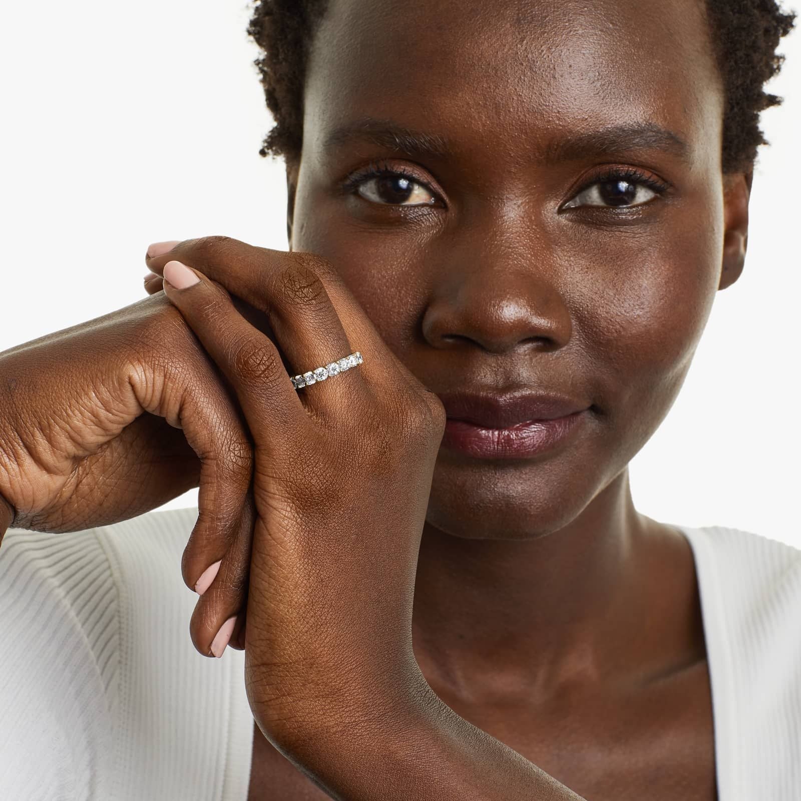 Shared Prong Contour Lab Grown Diamond Eternity Ring , EF Color, VS Clarity, IGI Certified