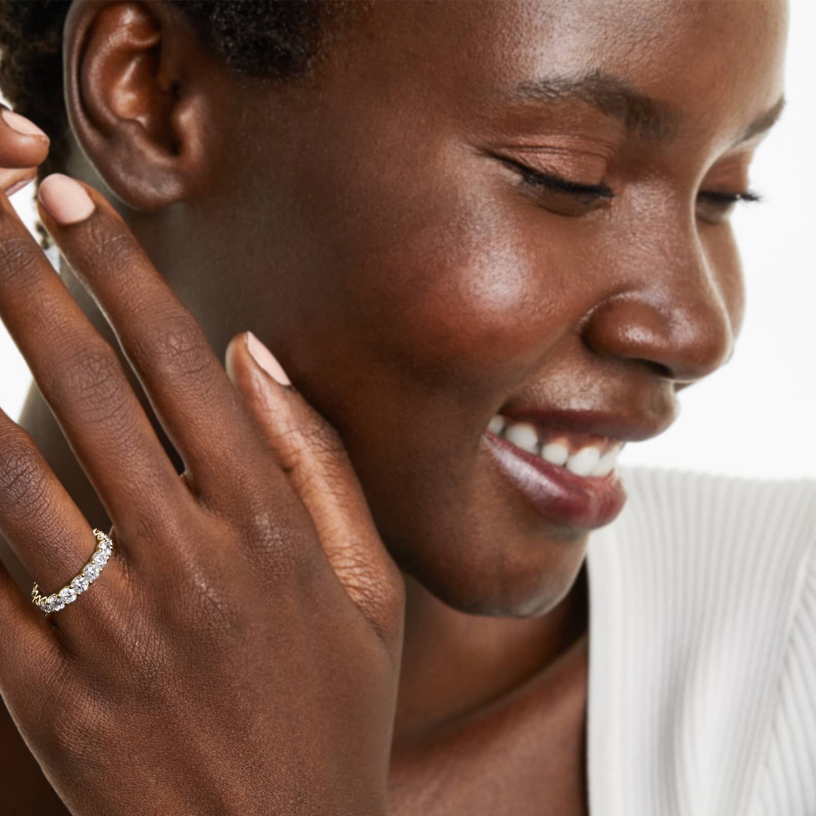 Shared Prong Contour Lab Grown Diamond Eternity Ring , EF Color, VS Clarity, IGI Certified