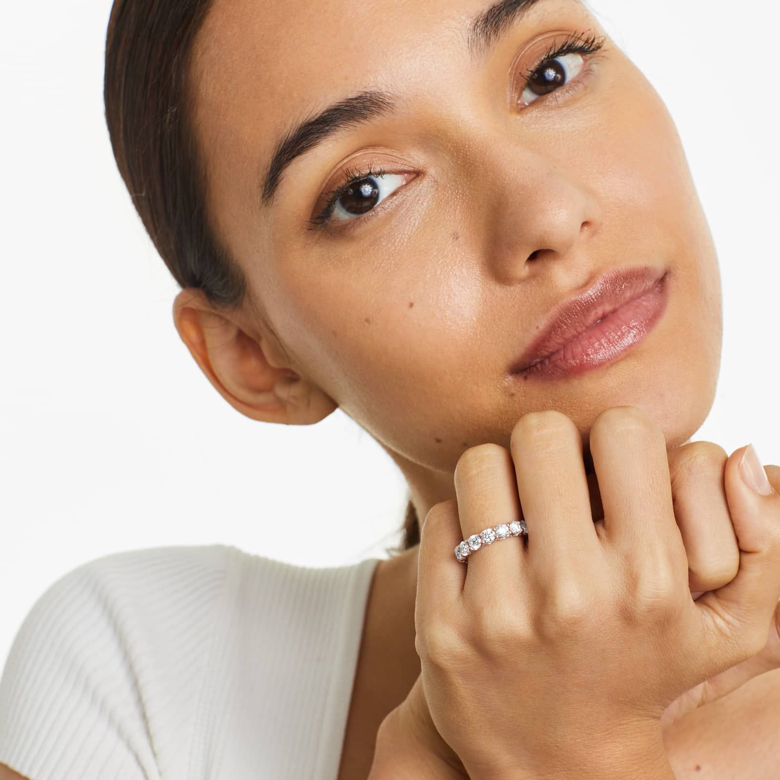 Shared Prong Contour Lab Grown Diamond Eternity Ring , EF Color, VS Clarity, IGI Certified