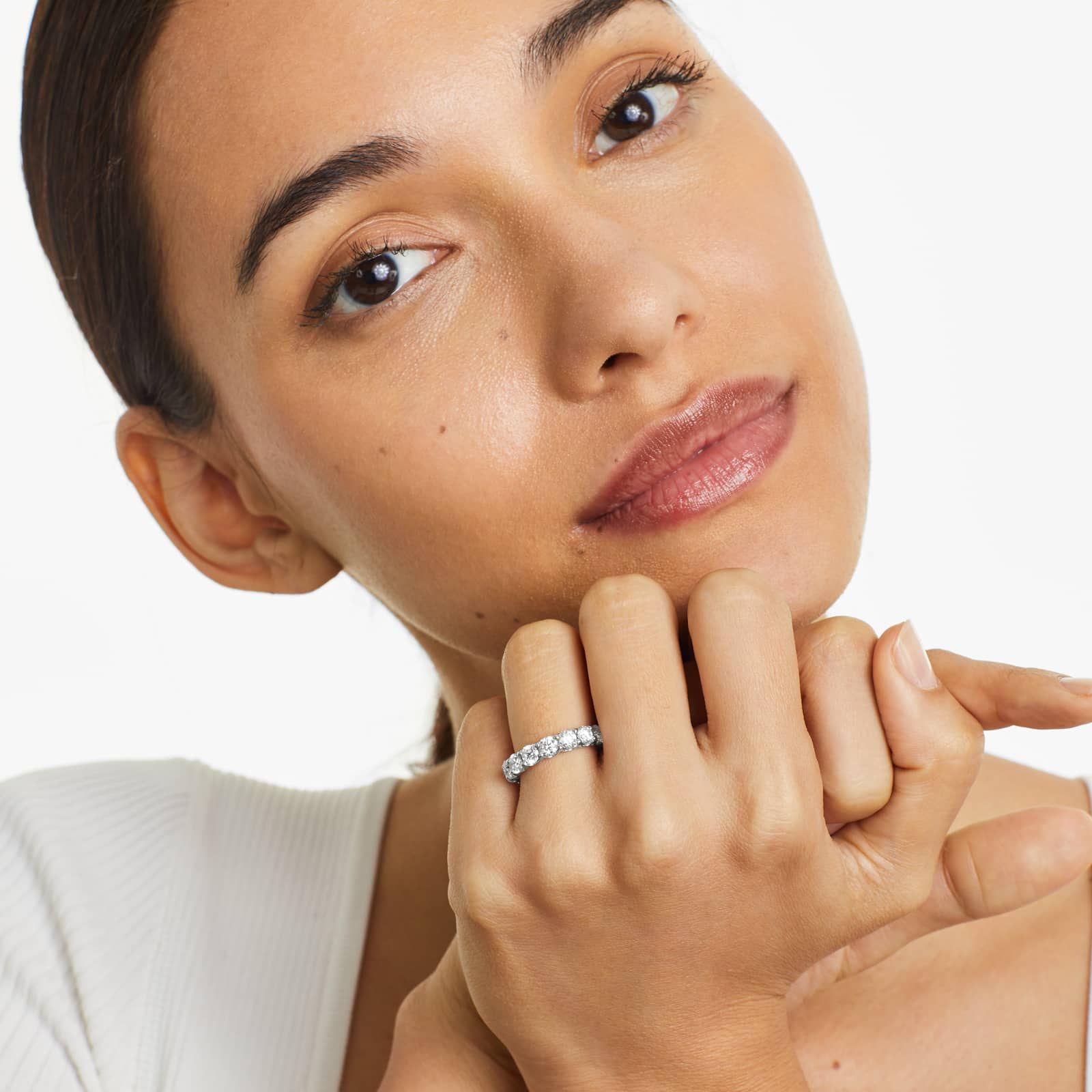 Shared Prong Contour Lab Grown Diamond Eternity Ring , EF Color, VS Clarity, IGI Certified