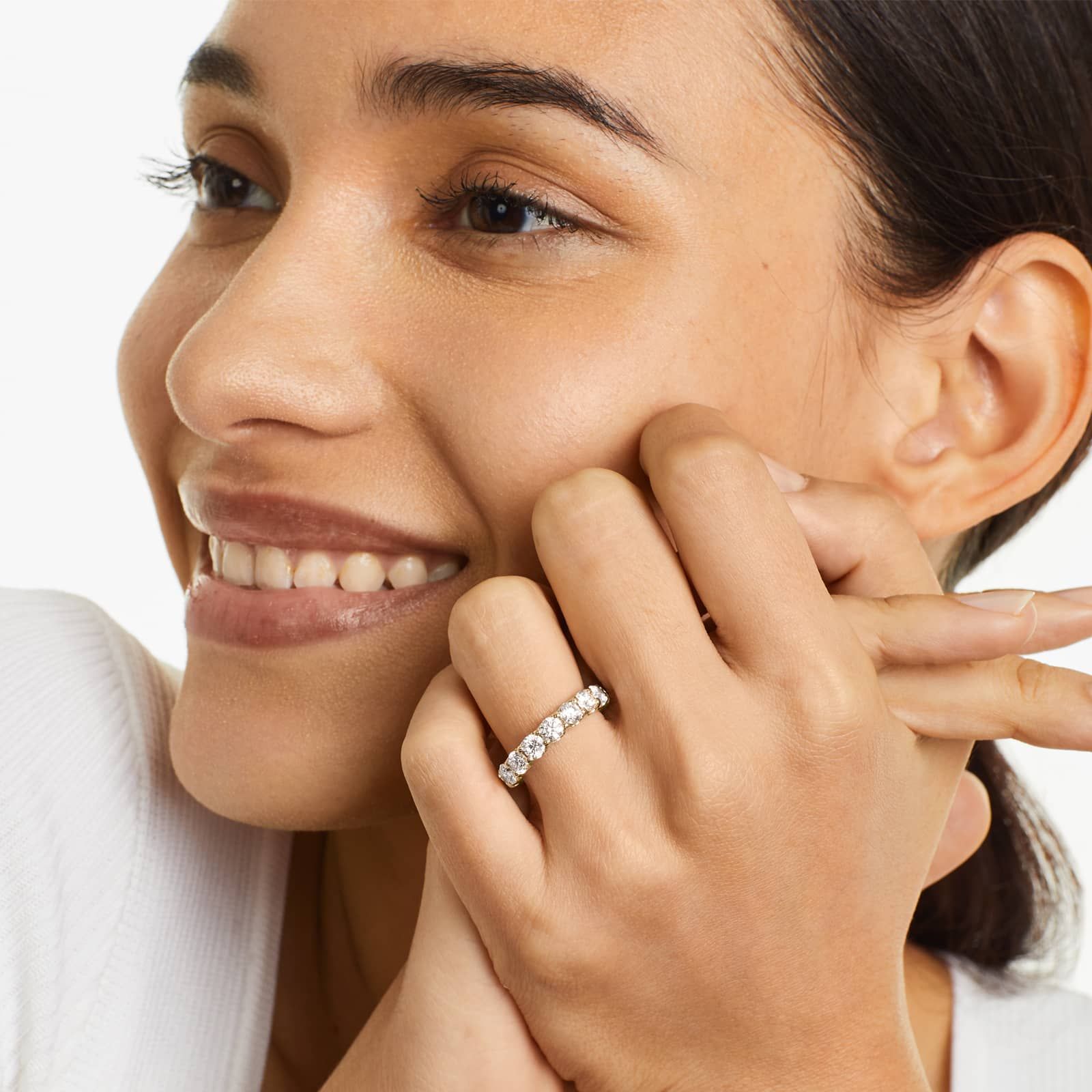 Shared Prong Contour Lab Grown Diamond Eternity Ring , EF Color, VS Clarity, IGI Certified