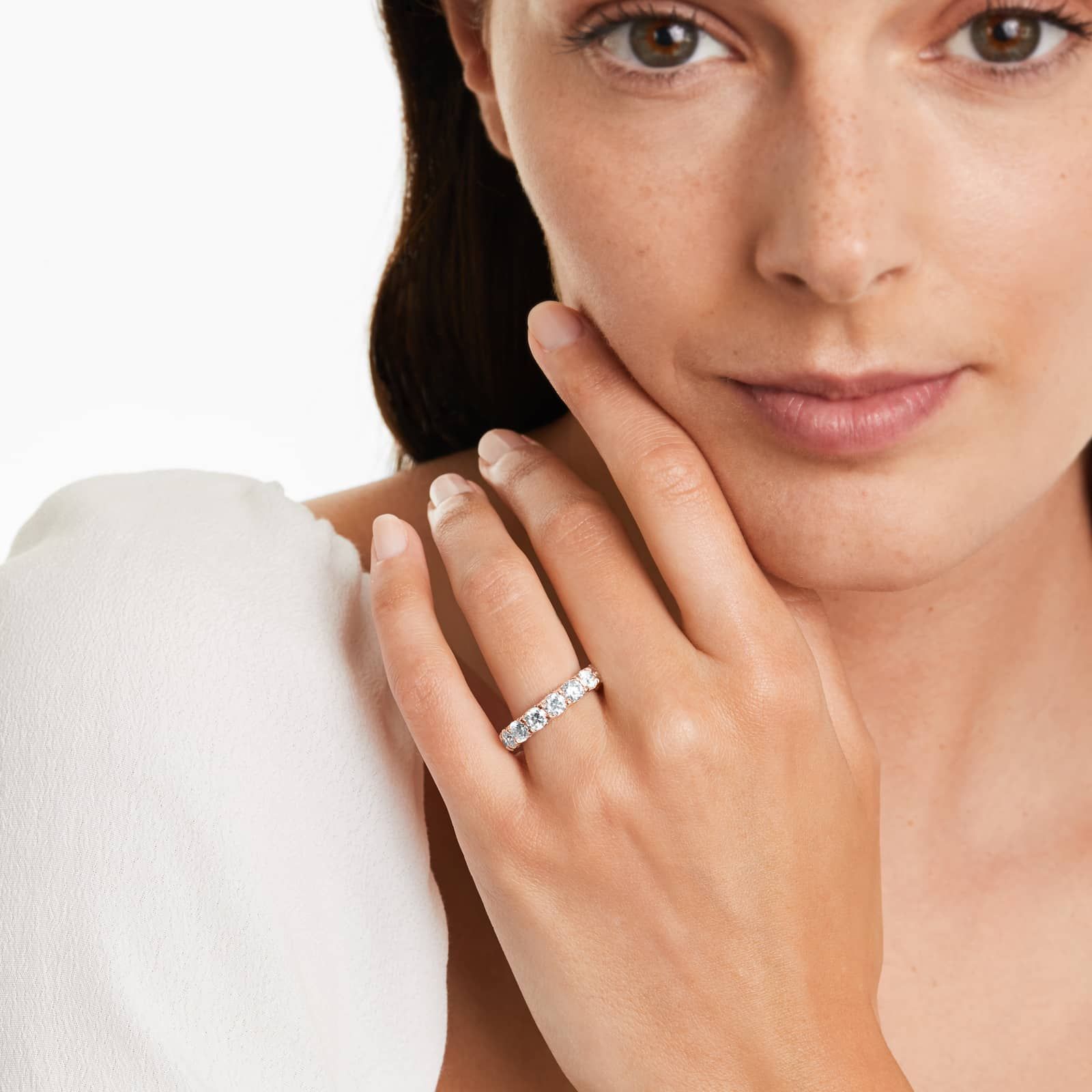 Shared Prong Contour Lab Grown Diamond Eternity Ring , EF Color, VS Clarity, IGI Certified