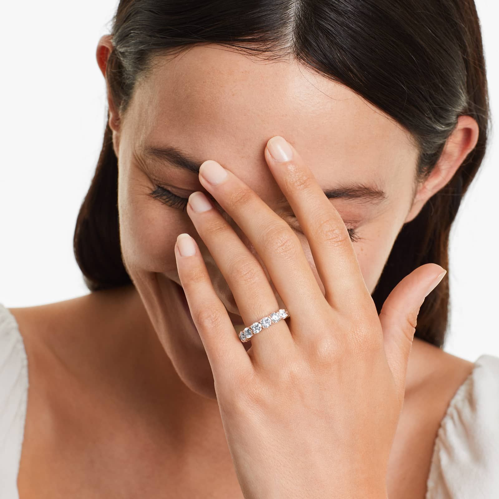 Shared Prong Contour Lab Grown Diamond Eternity Ring , EF Color, VS Clarity, IGI Certified