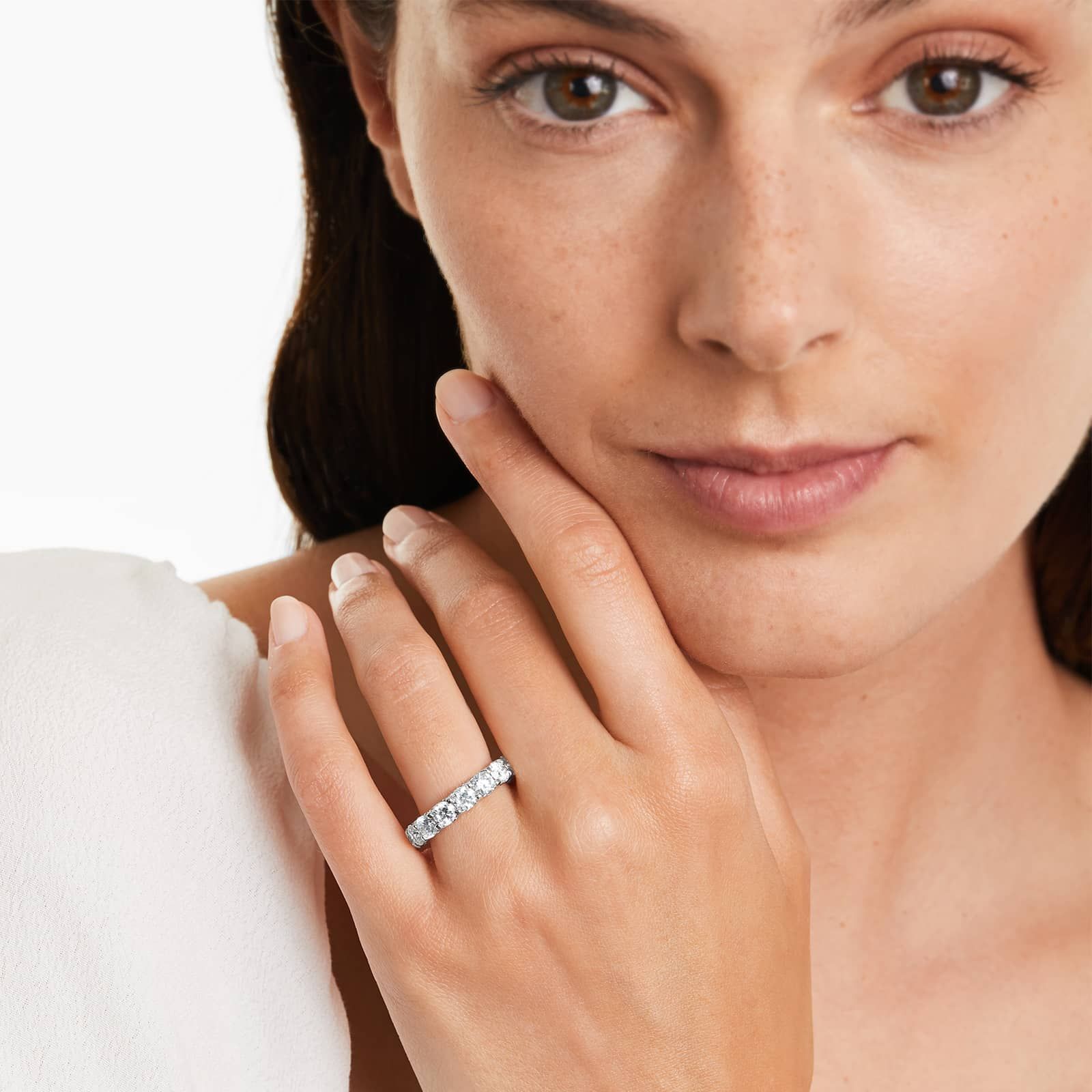 Shared Prong Contour Lab Grown Diamond Eternity Ring , EF Color, VS Clarity, IGI Certified