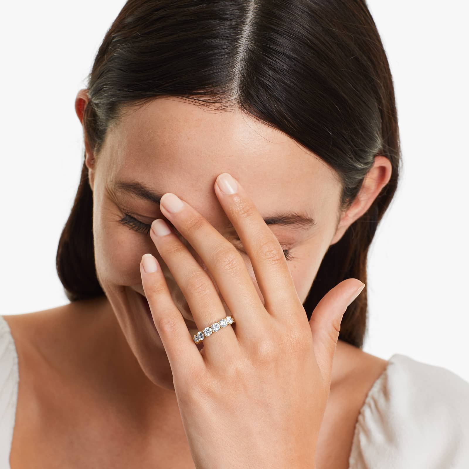 Shared Prong Contour Lab Grown Diamond Eternity Ring , EF Color, VS Clarity, IGI Certified