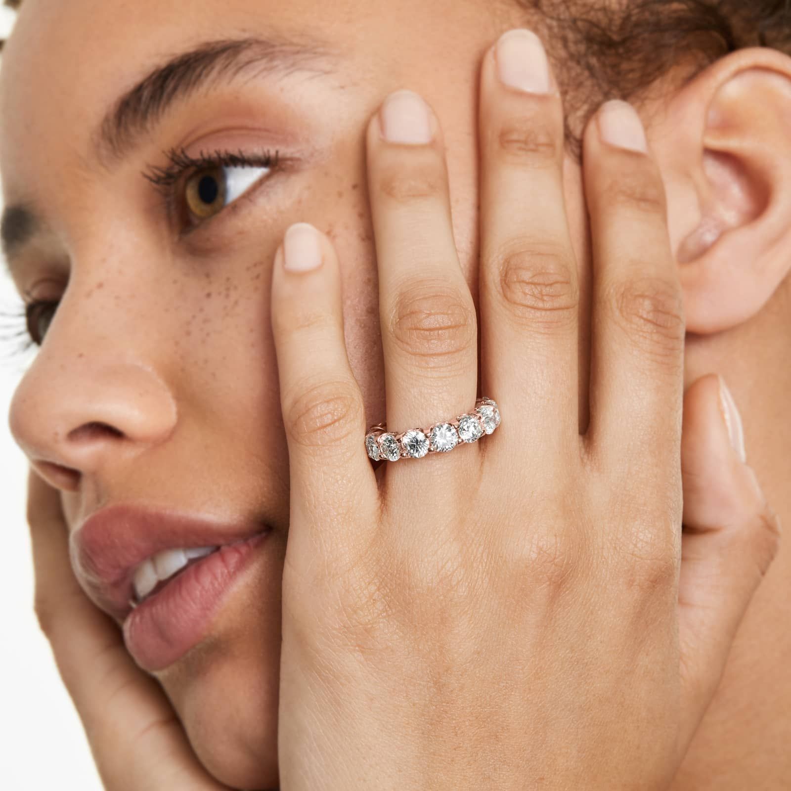 Shared Prong Contour Lab Grown Diamond Eternity Ring , EF Color, VS Clarity, IGI Certified