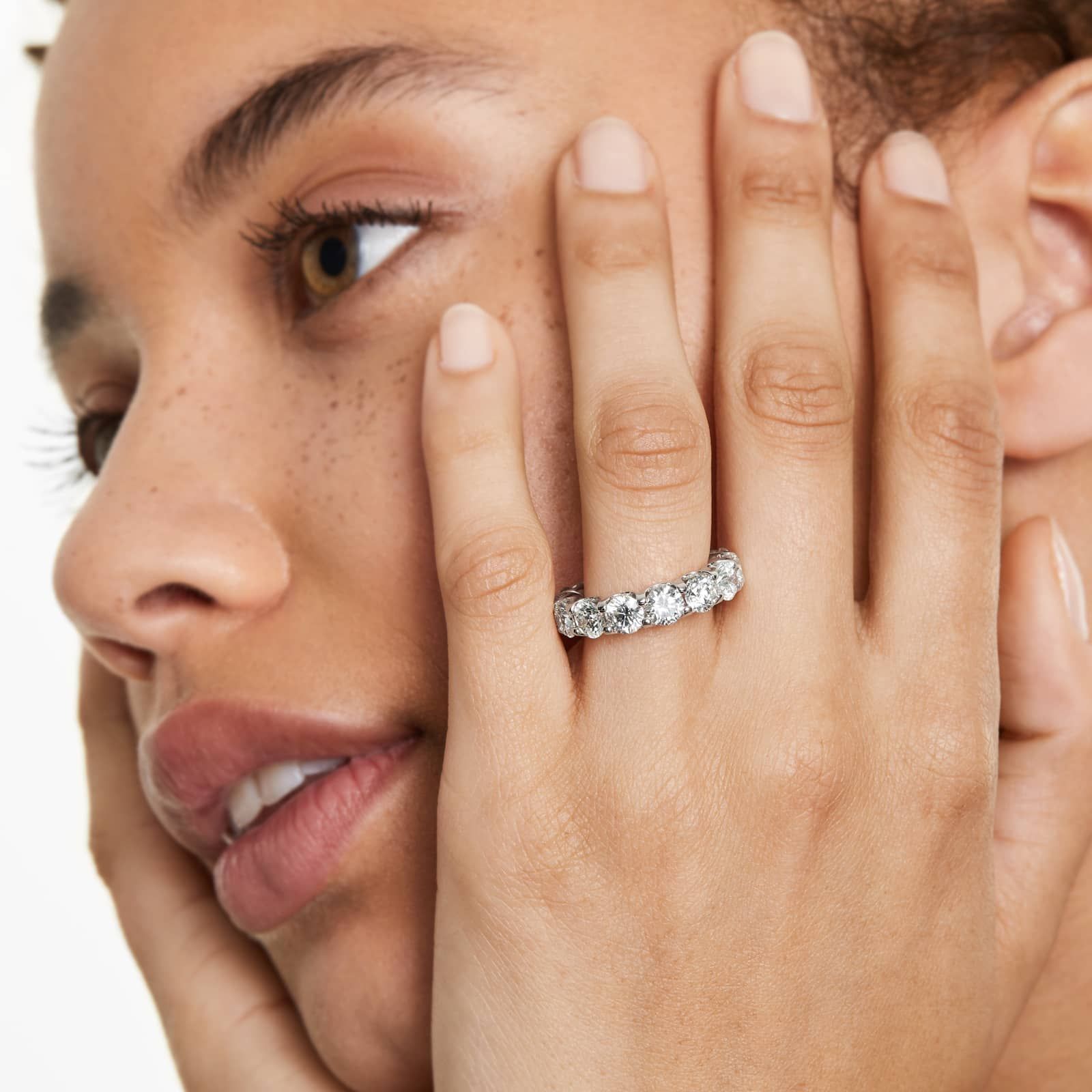 Shared Prong Contour Lab Grown Diamond Eternity Ring , EF Color, VS Clarity, IGI Certified