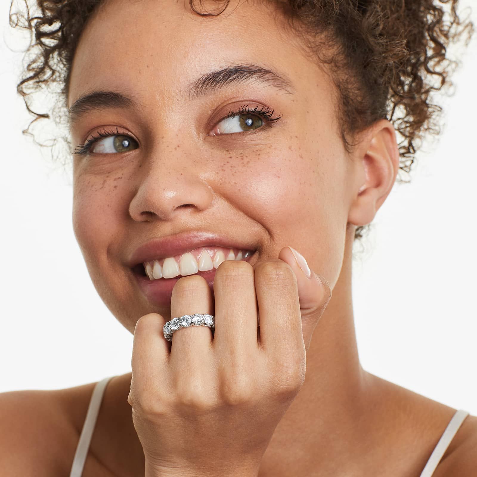 Shared Prong Contour Lab Grown Diamond Eternity Ring , EF Color, VS Clarity, IGI Certified