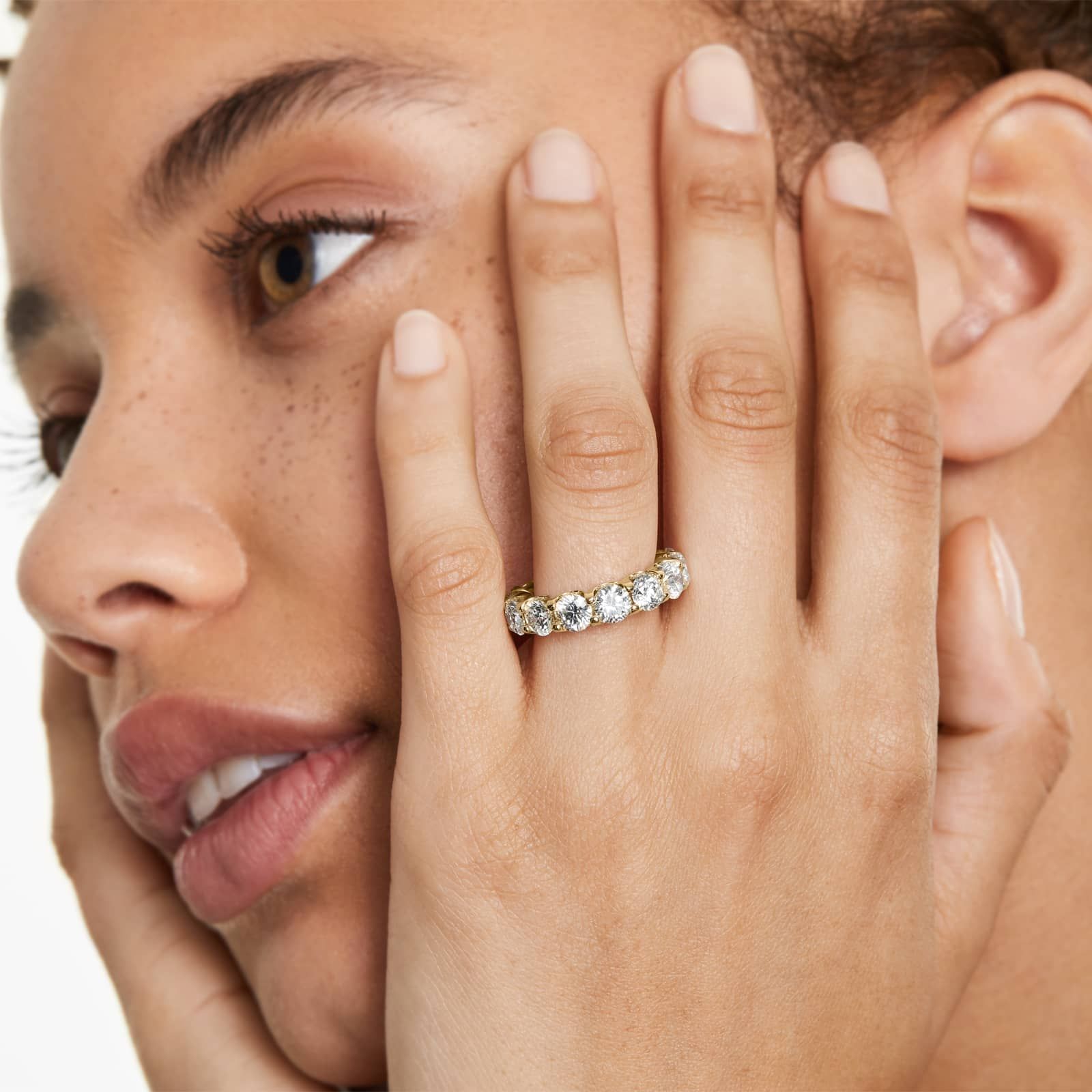 Shared Prong Contour Lab Grown Diamond Eternity Ring , EF Color, VS Clarity, IGI Certified