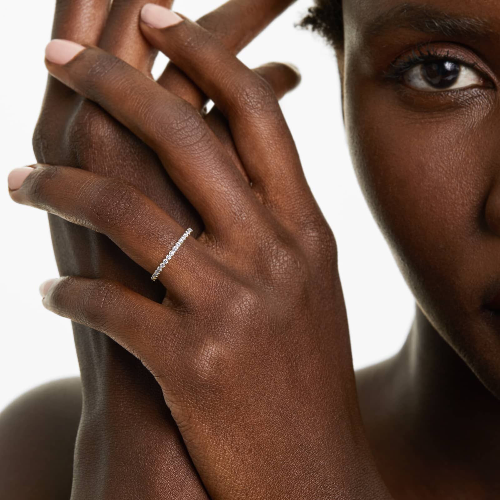 Fishtail Lab Grown Diamond Eternity Ring, EF Color, VS Clarity, IGI Certified