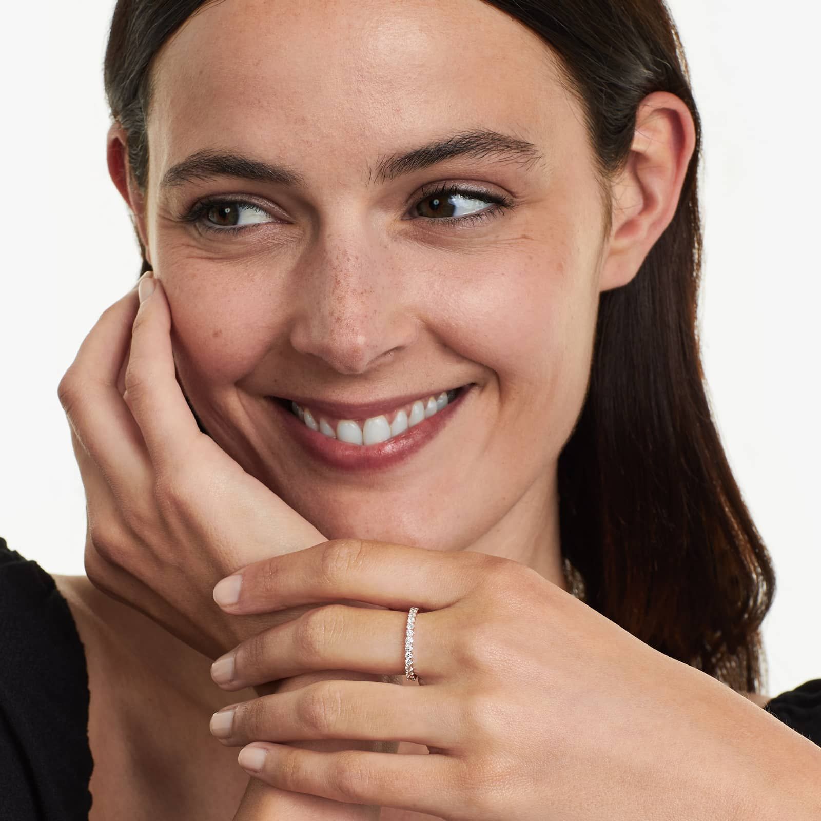 Fishtail Lab Grown Diamond Eternity Ring, EF Color, VS Clarity, IGI Certified