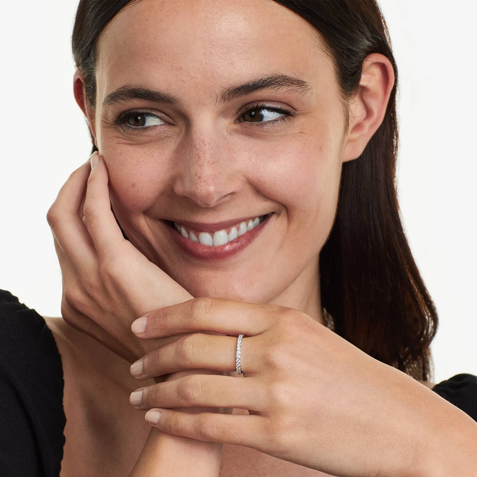 Fishtail Lab Grown Diamond Eternity Ring, EF Color, VS Clarity, IGI Certified