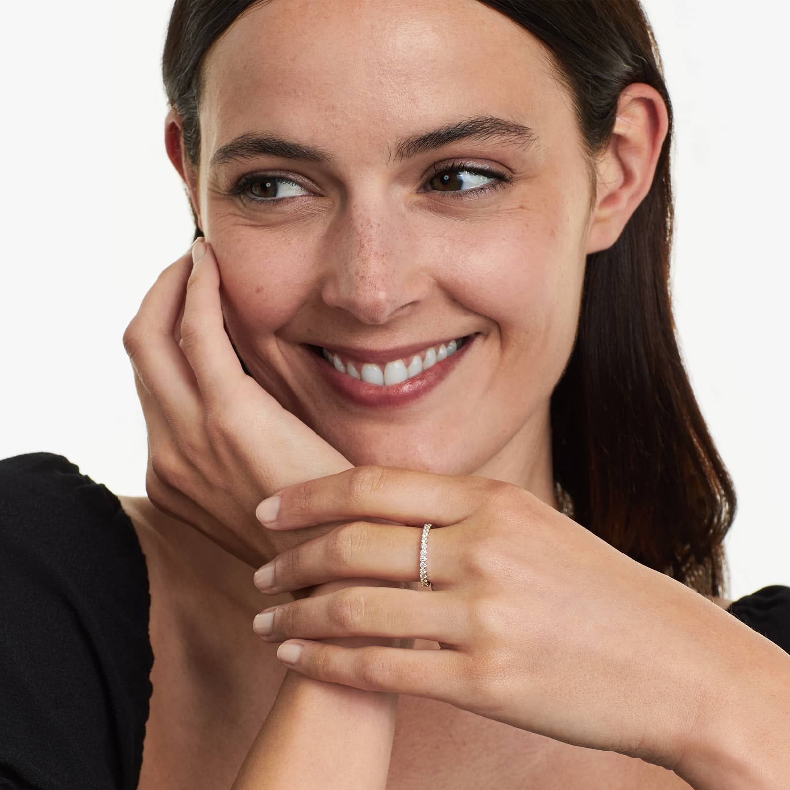 Fishtail Lab Grown Diamond Eternity Ring, EF Color, VS Clarity, IGI Certified