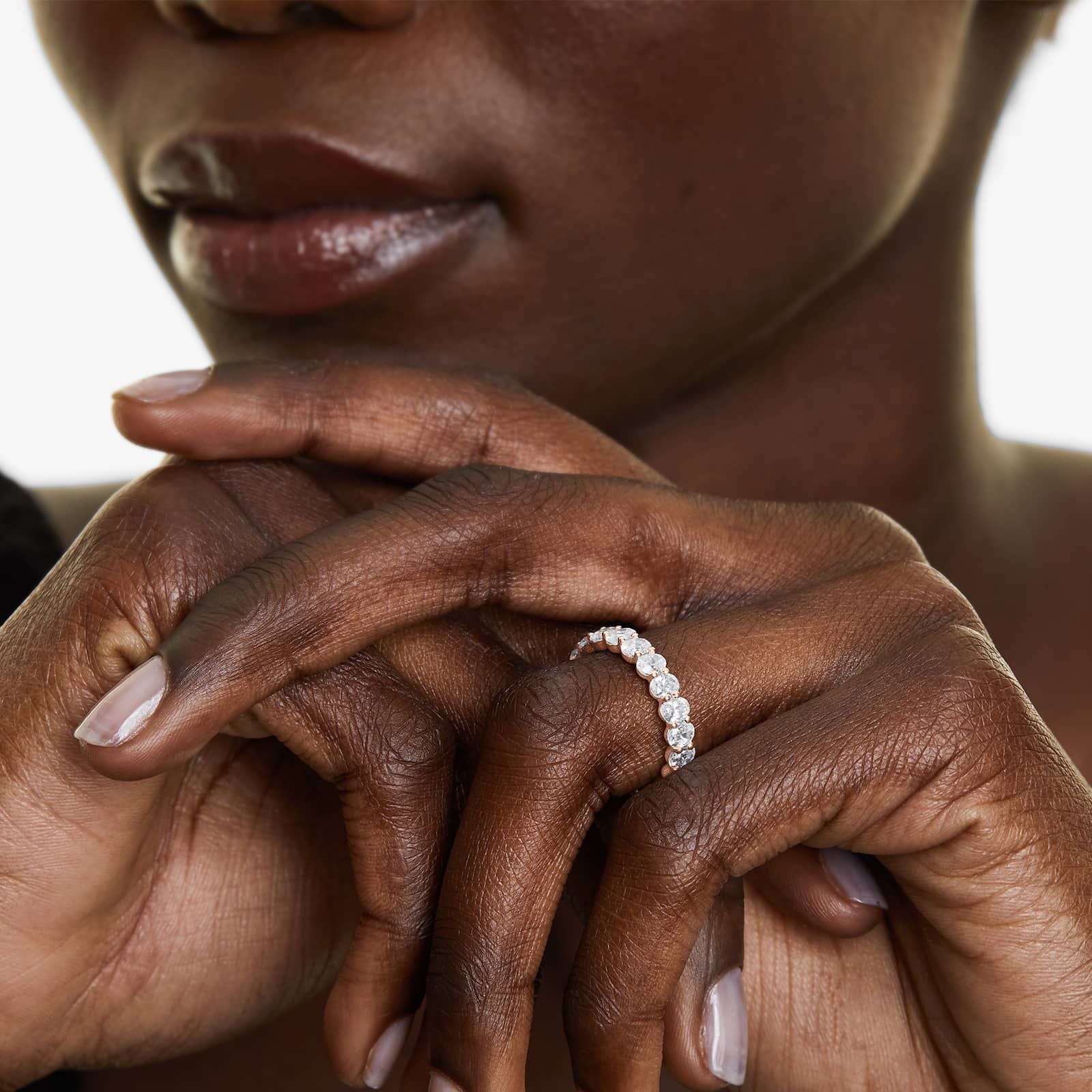 Oval Cut Lab Grown Diamond Eternity Ring, EF Color, VS Clarity, IGI certified