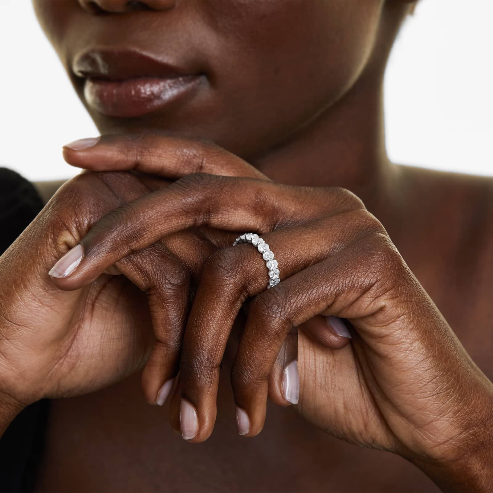 Oval Cut Lab Grown Diamond Eternity Ring, EF Color, VS Clarity, IGI certified