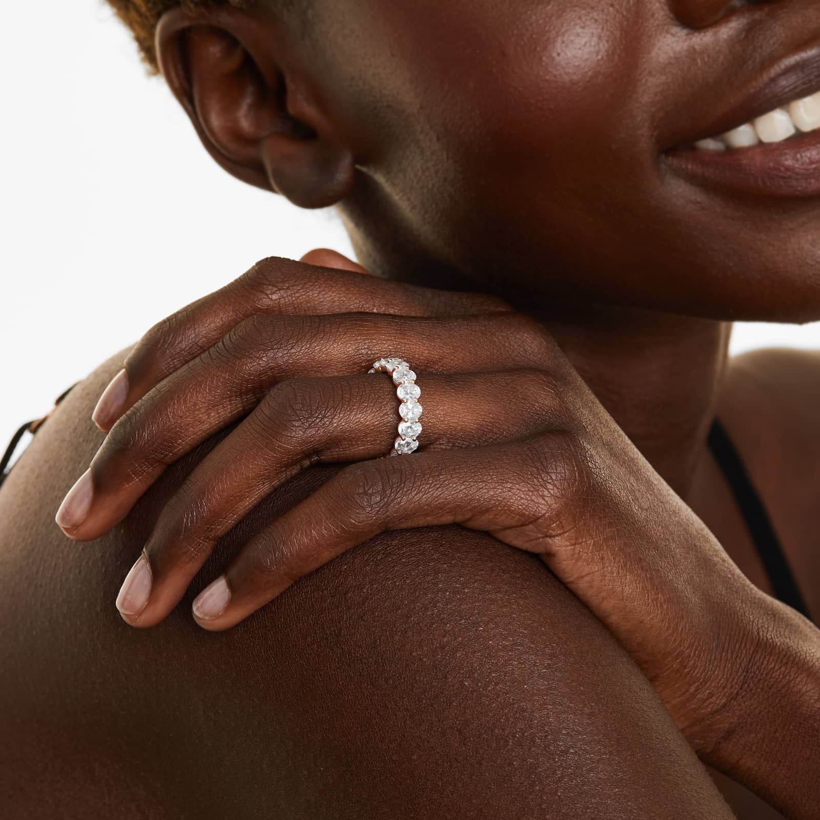 Oval Cut Lab Grown Diamond Eternity Ring, EF Color, VS Clarity, IGI certified