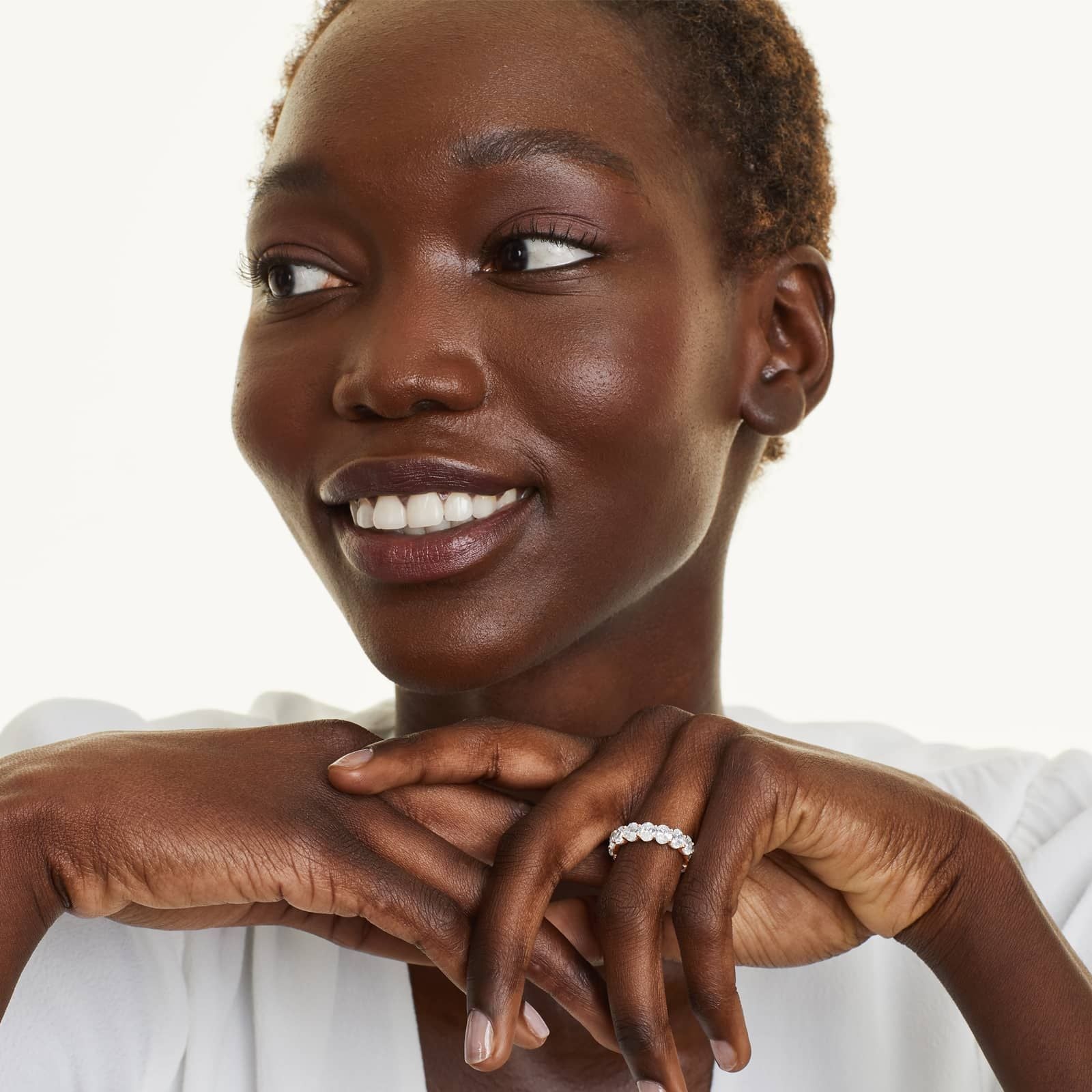 Oval Cut Lab Grown Diamond Eternity Ring, EF Color, VS Clarity, IGI certified