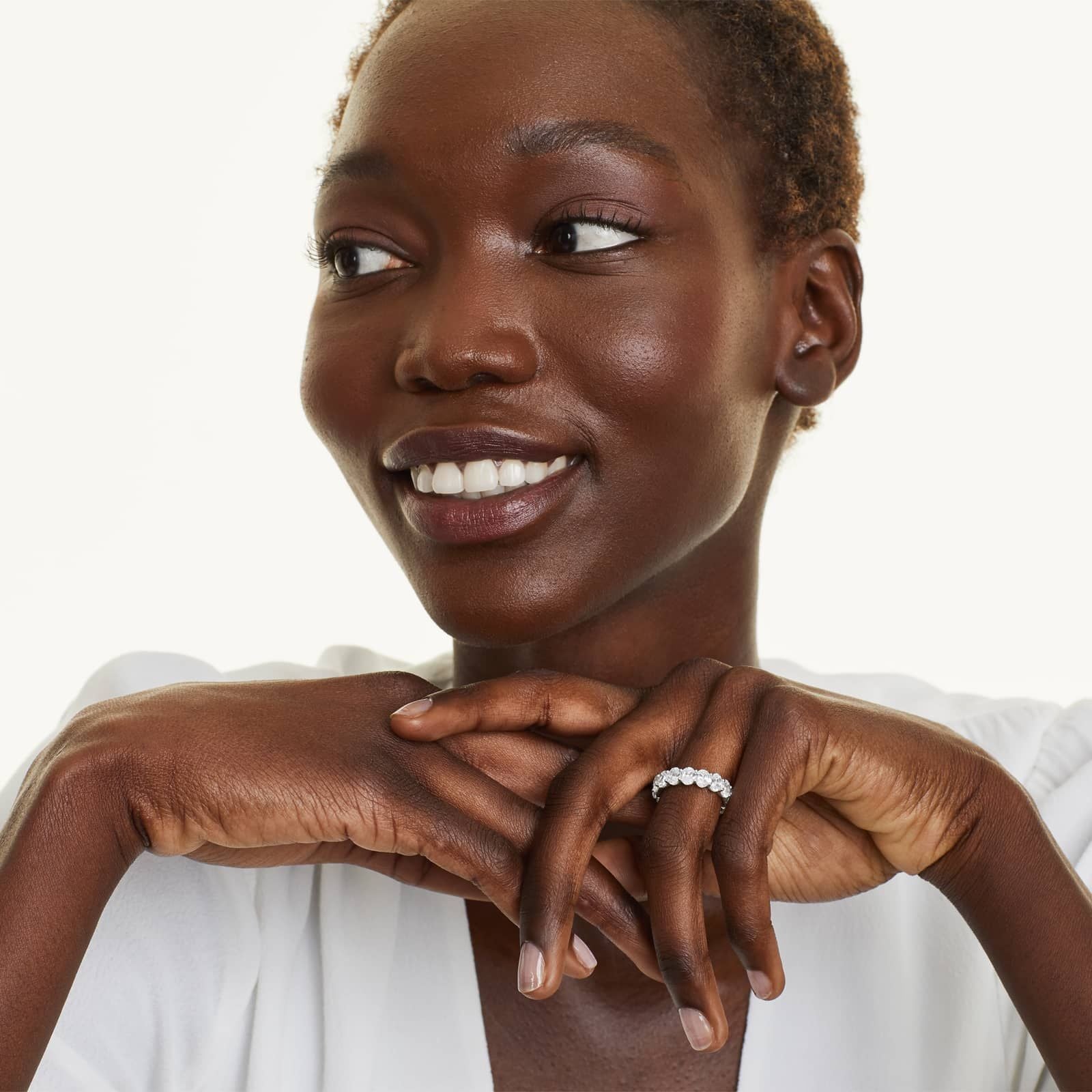 Oval Cut Lab Grown Diamond Eternity Ring, EF Color, VS Clarity, IGI certified