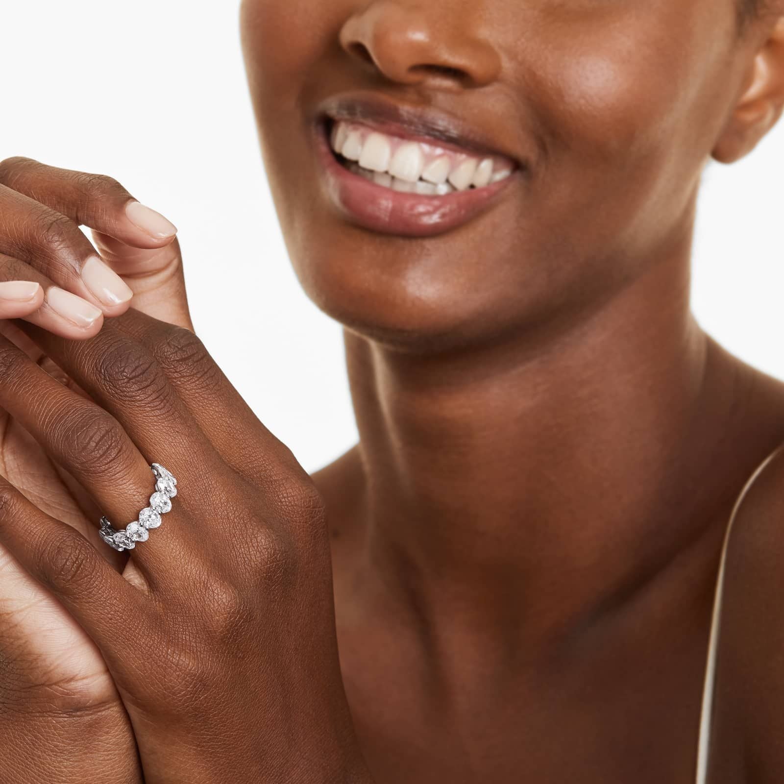 Oval Cut Lab Grown Diamond Eternity Ring, EF Color, VS Clarity, IGI certified