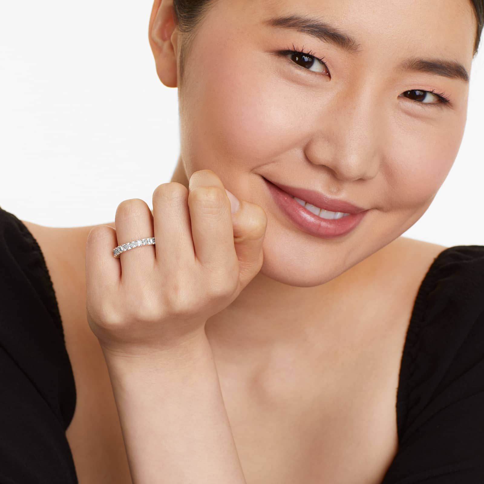 Emerald Cut Lab-grown Diamond Eternity Ring, EF Color, VS Clarity, IGI Certified