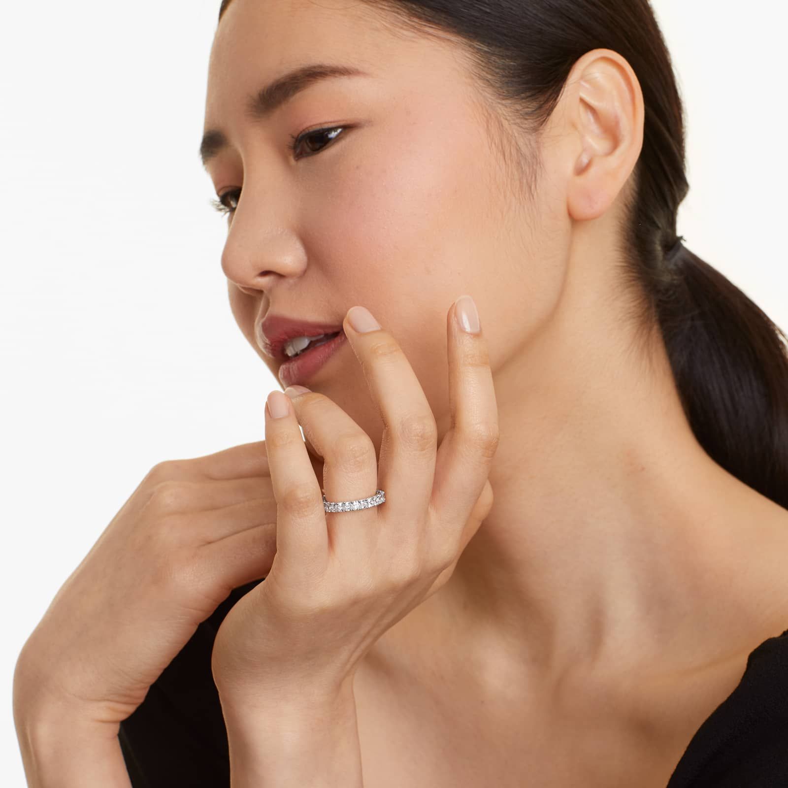 Emerald Cut Lab-grown Diamond Eternity Ring, EF Color, VS Clarity, IGI Certified