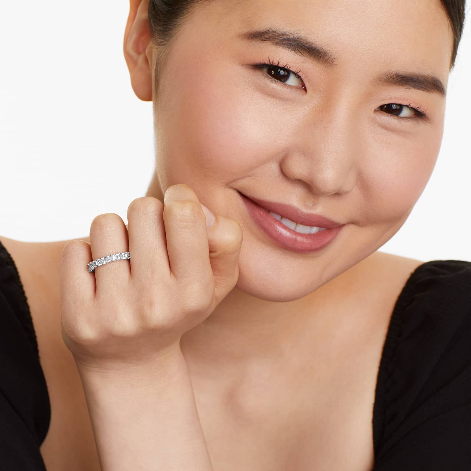 Emerald Cut Lab-grown Diamond Eternity Ring, EF Color, VS Clarity, IGI Certified