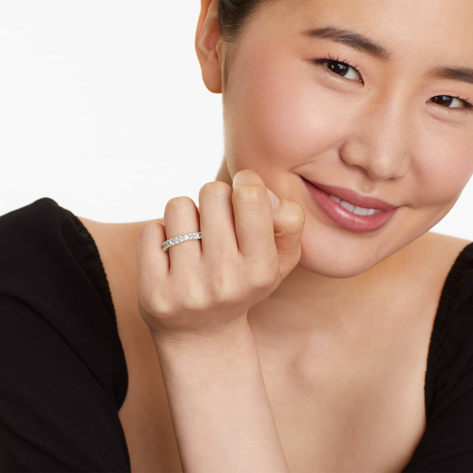 Emerald Cut Lab-grown Diamond Eternity Ring, EF Color, VS Clarity, IGI Certified