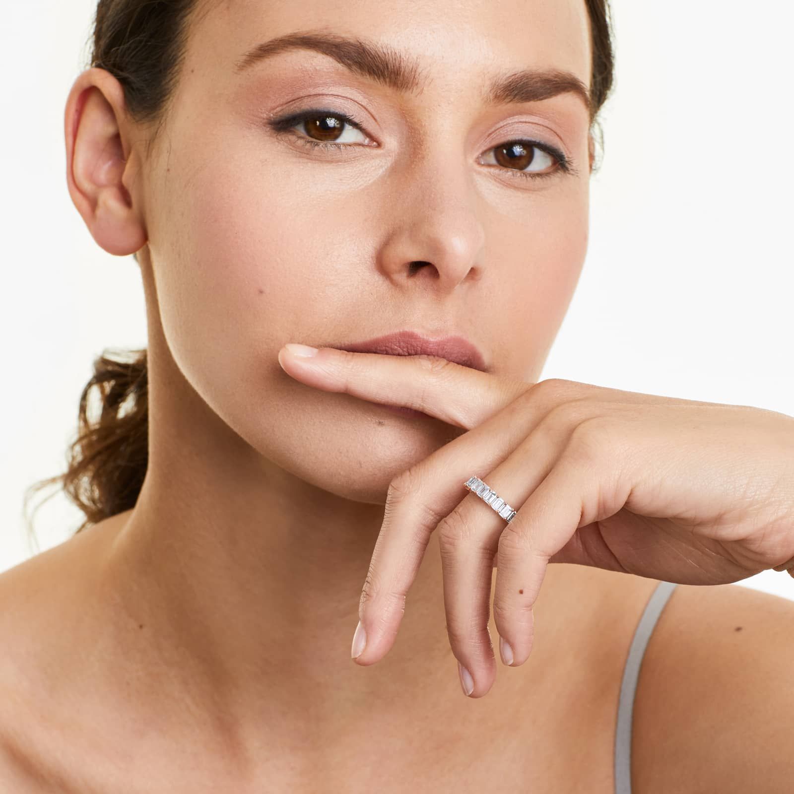 Emerald Cut Lab-grown Diamond Eternity Ring, EF Color, VS Clarity, IGI Certified