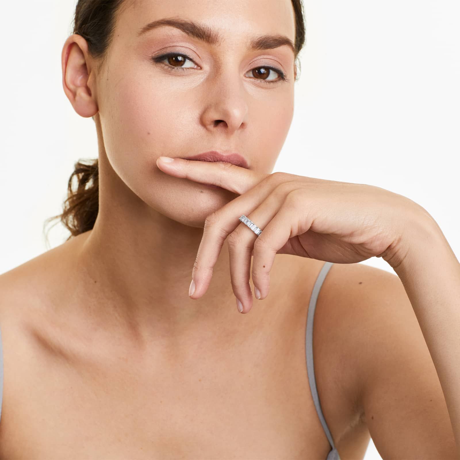 Emerald Cut Lab-grown Diamond Eternity Ring, EF Color, VS Clarity, IGI Certified